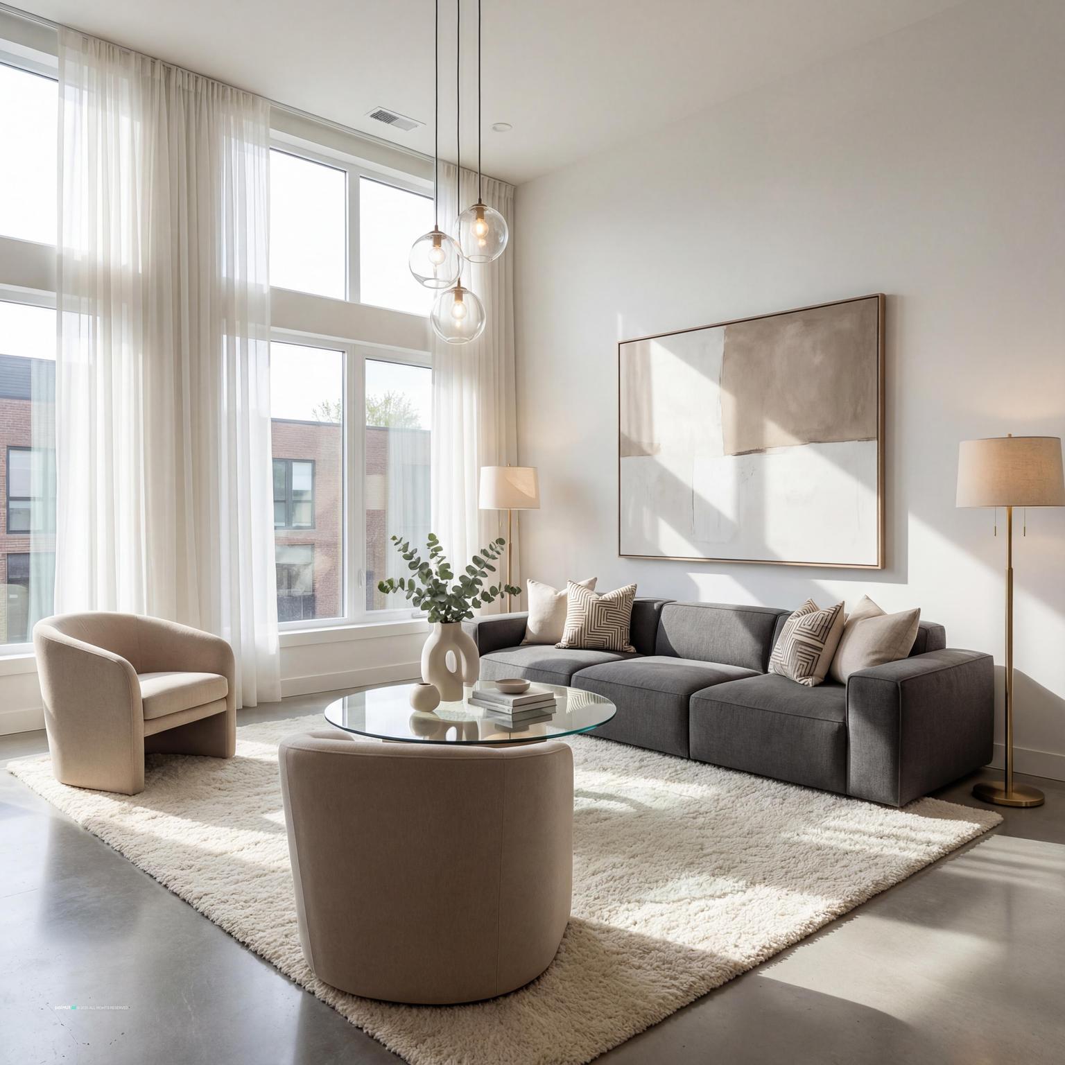 Contemporary Living Room Design for 2025 with natural textures and a calm living room atmosphere.