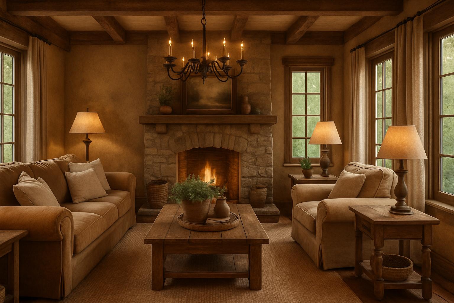 spooky halloween living room with natural textures and a calm living room atmosphere.