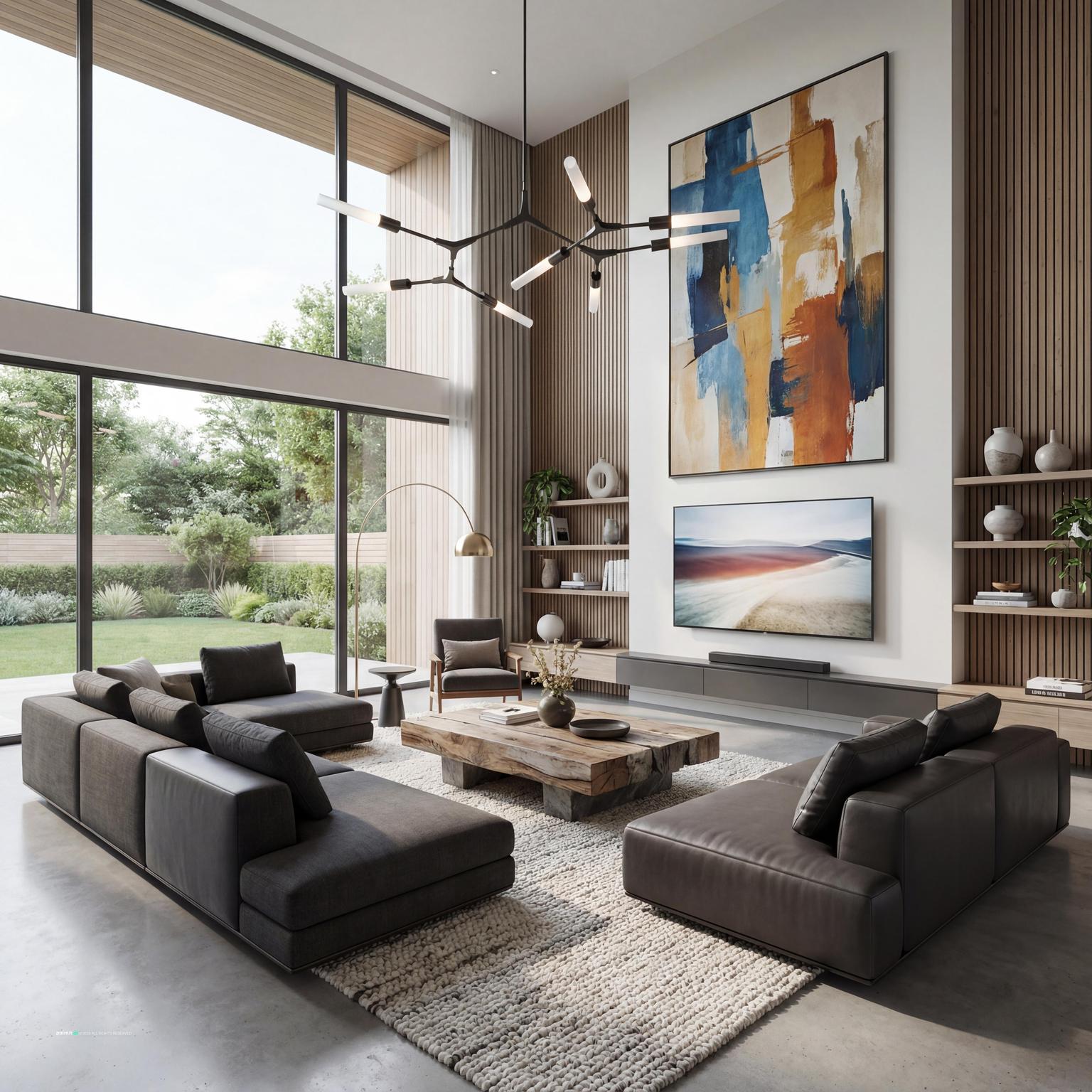 Award-Winning Contemporary Italian Living Room Design: grand, inviting, timeless elegance, classic luxury.