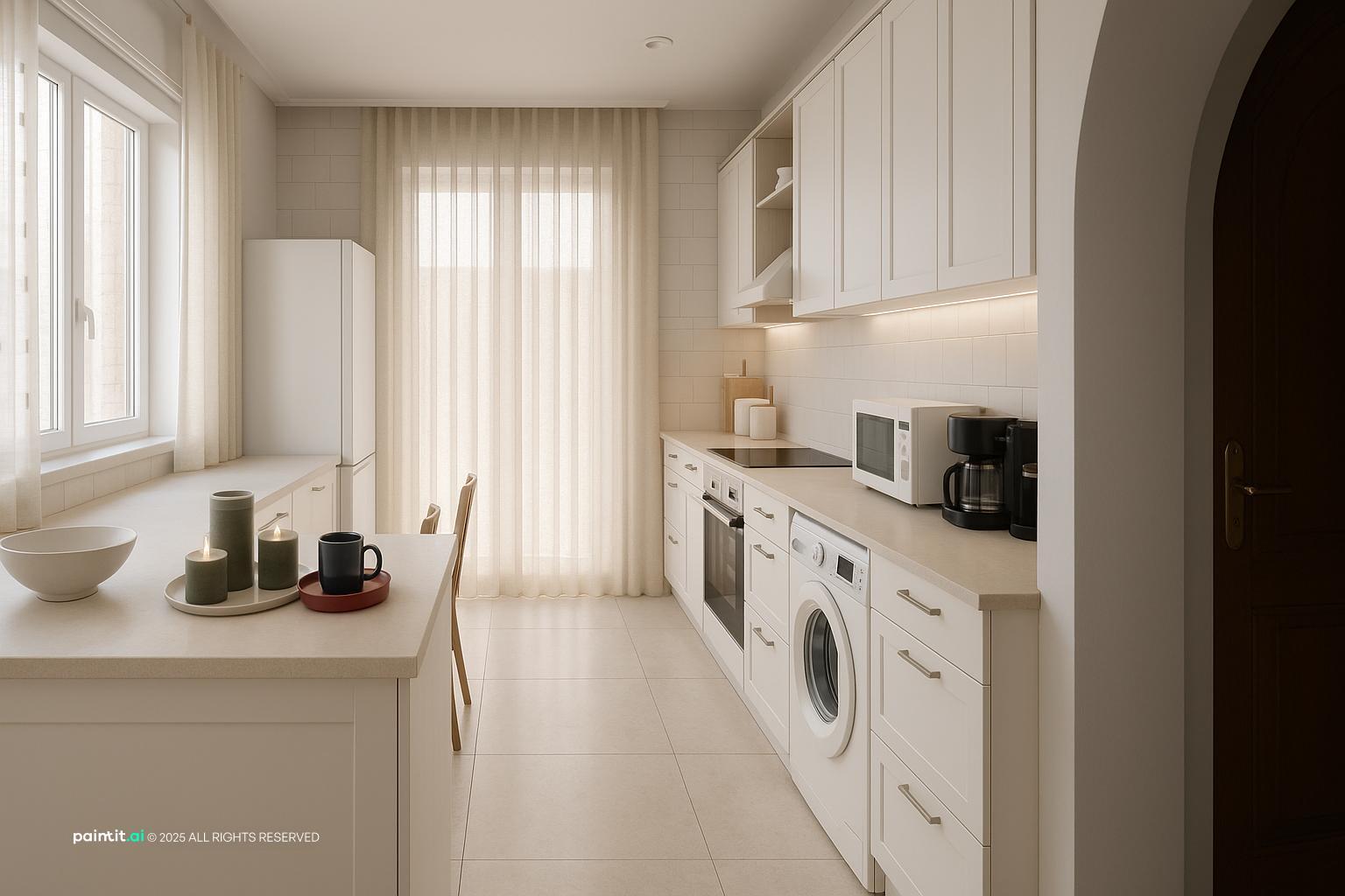 White Kitchen and Living Room: Elegant Interiors | Paintit.ai - 37