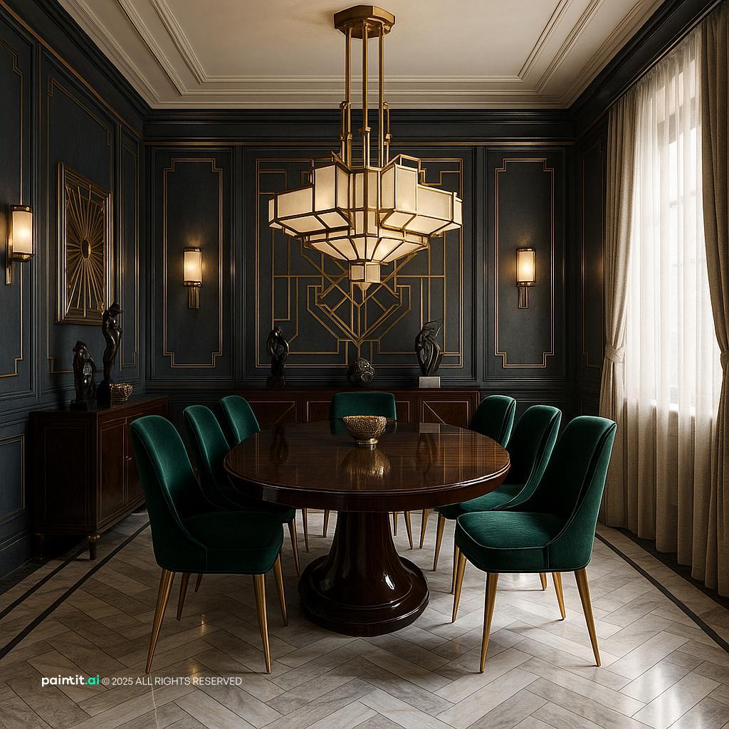 Stunning Art Deco Dining Room with Period Details for 1920 Interior Design Style