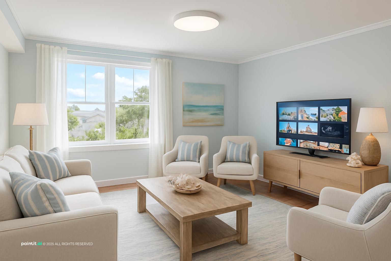 Beach House Living Room - Coastal Decor Inspiration | Paintit.ai - 16