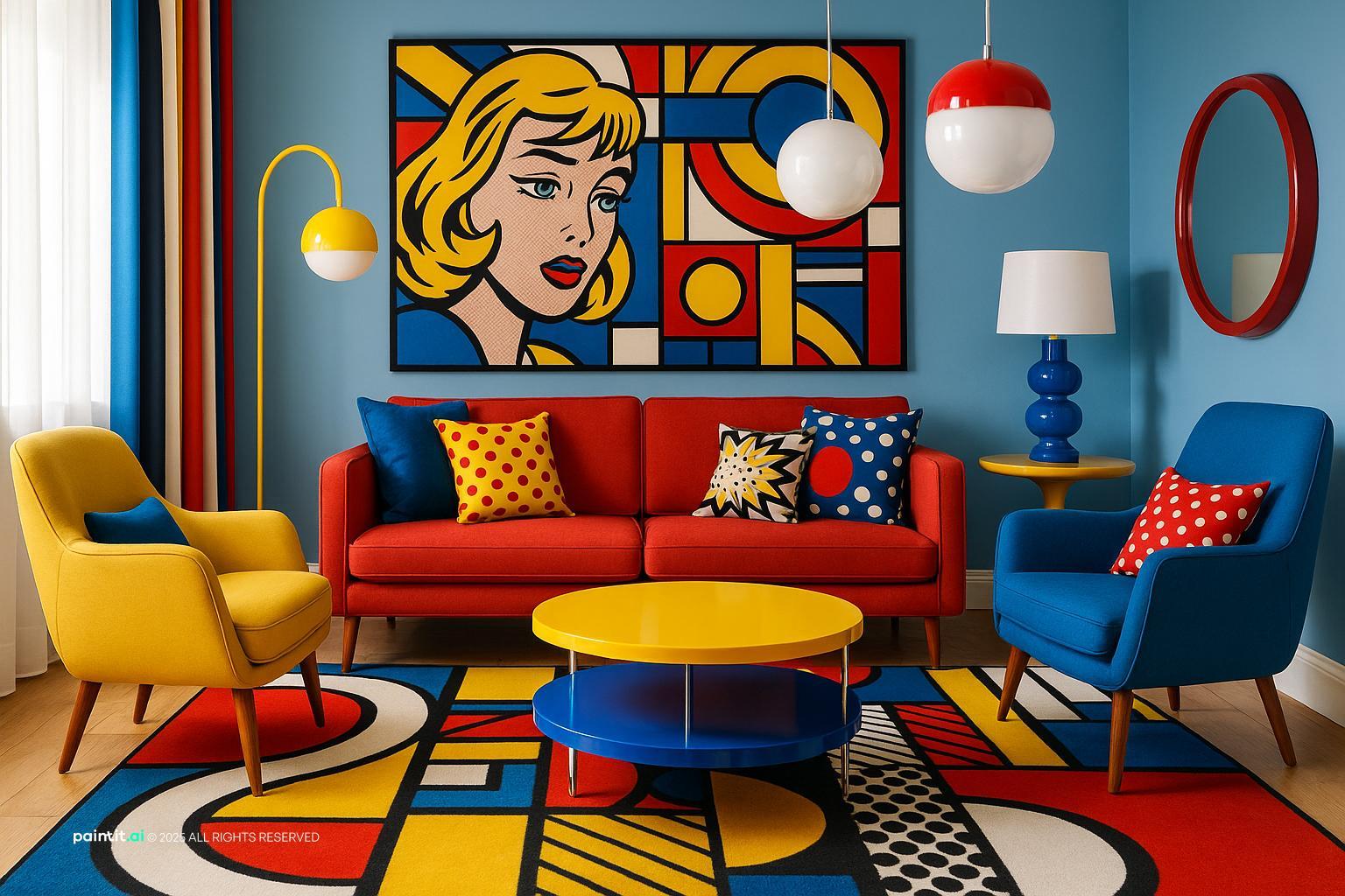 Yellow Living Room Design with lighting and a calm living room atmosphere.