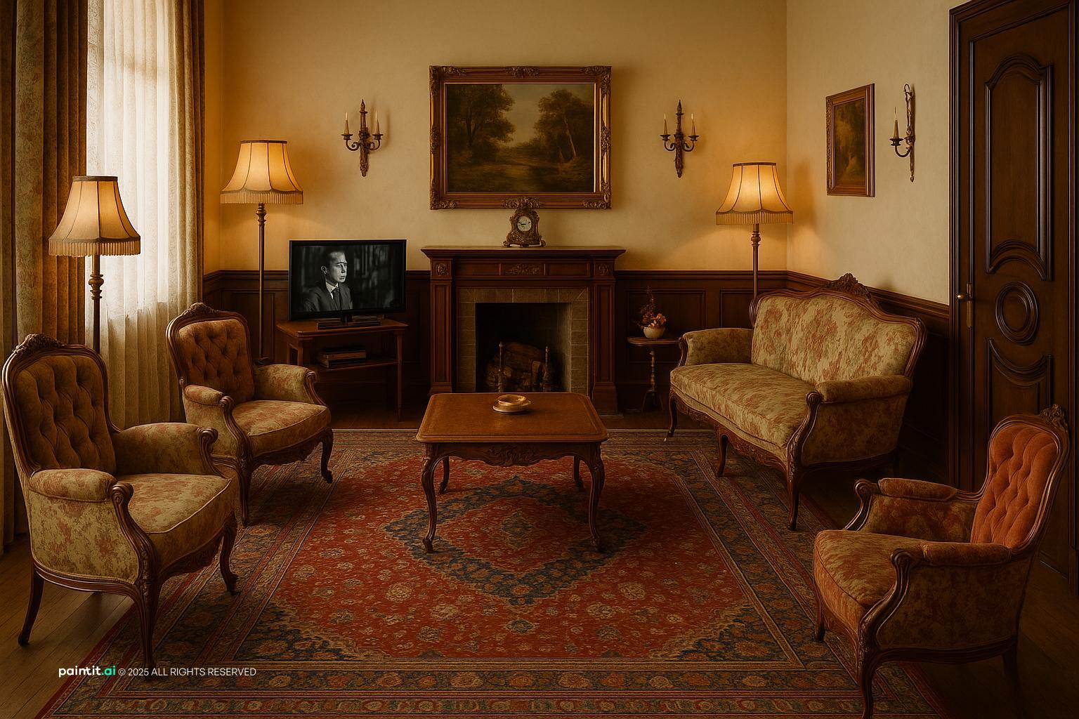 Middle Class 1940s Living Room - Vintage Home Inspiration | Paintit.ai - 8