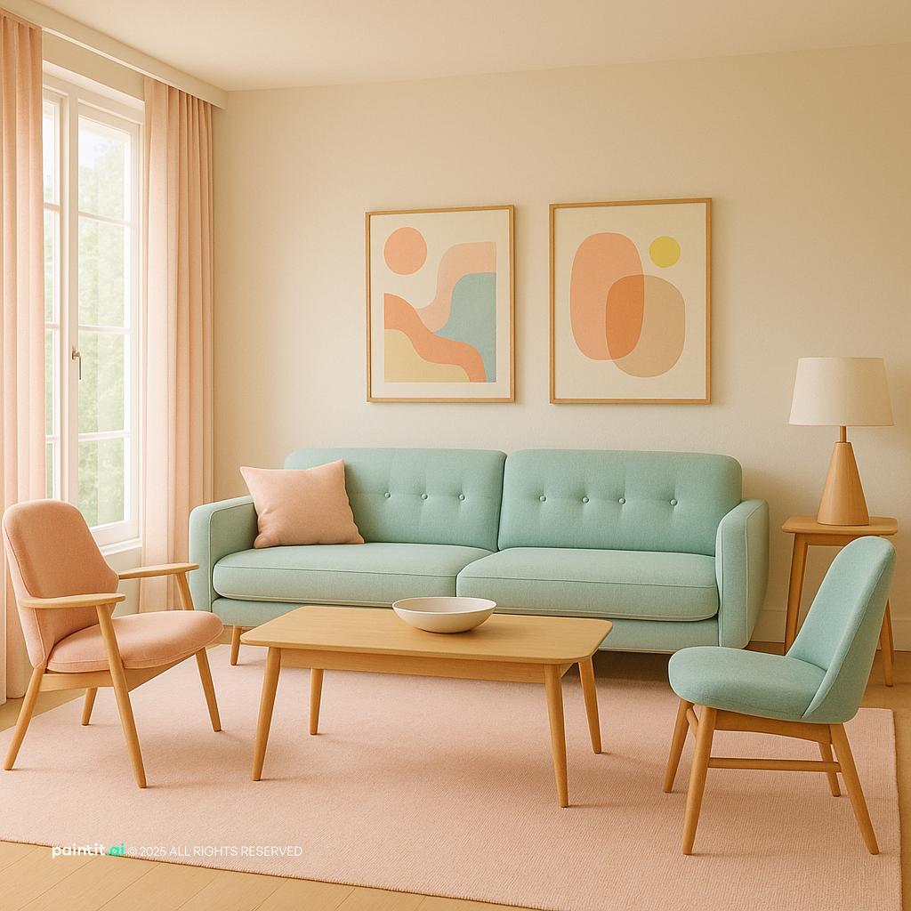 Chic Mid-Century Modern Living Room Design staging a living room