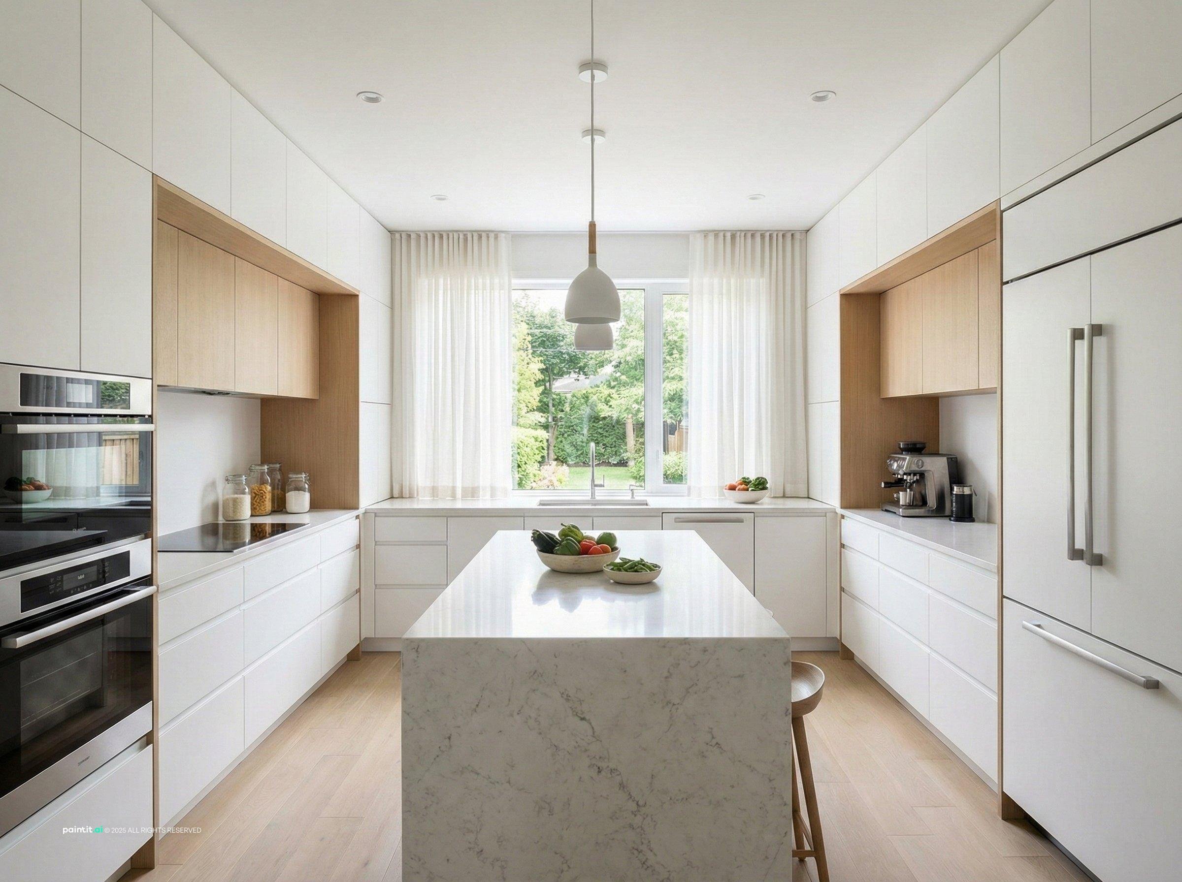 White Kitchen and Living Room: Elegant Interiors | Paintit.ai - 15