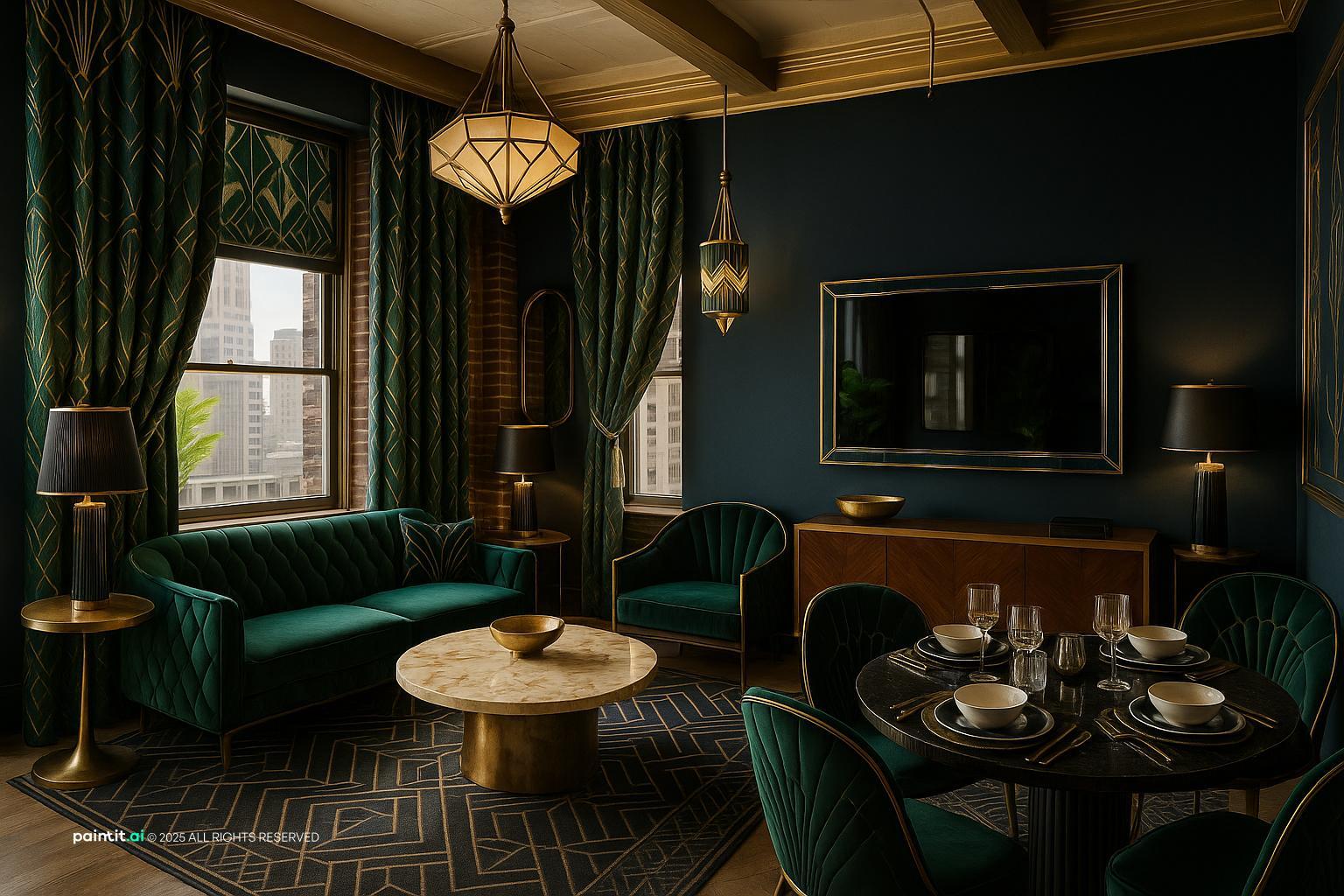 Navy Blue and Burnt Orange Living Room - Design Ideas | Paintit.ai - 12