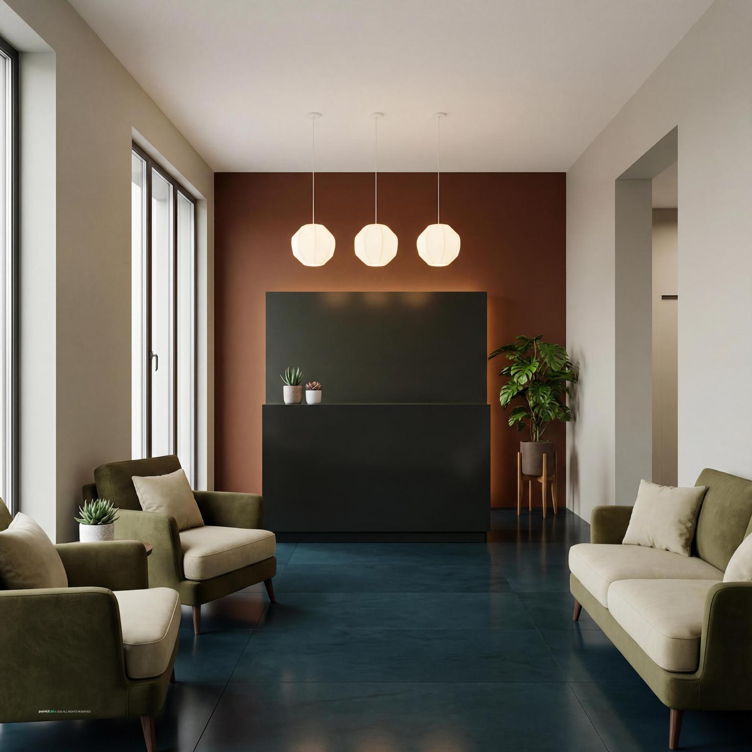 Pharmacy Interior with layered decor, balanced layout and statement details