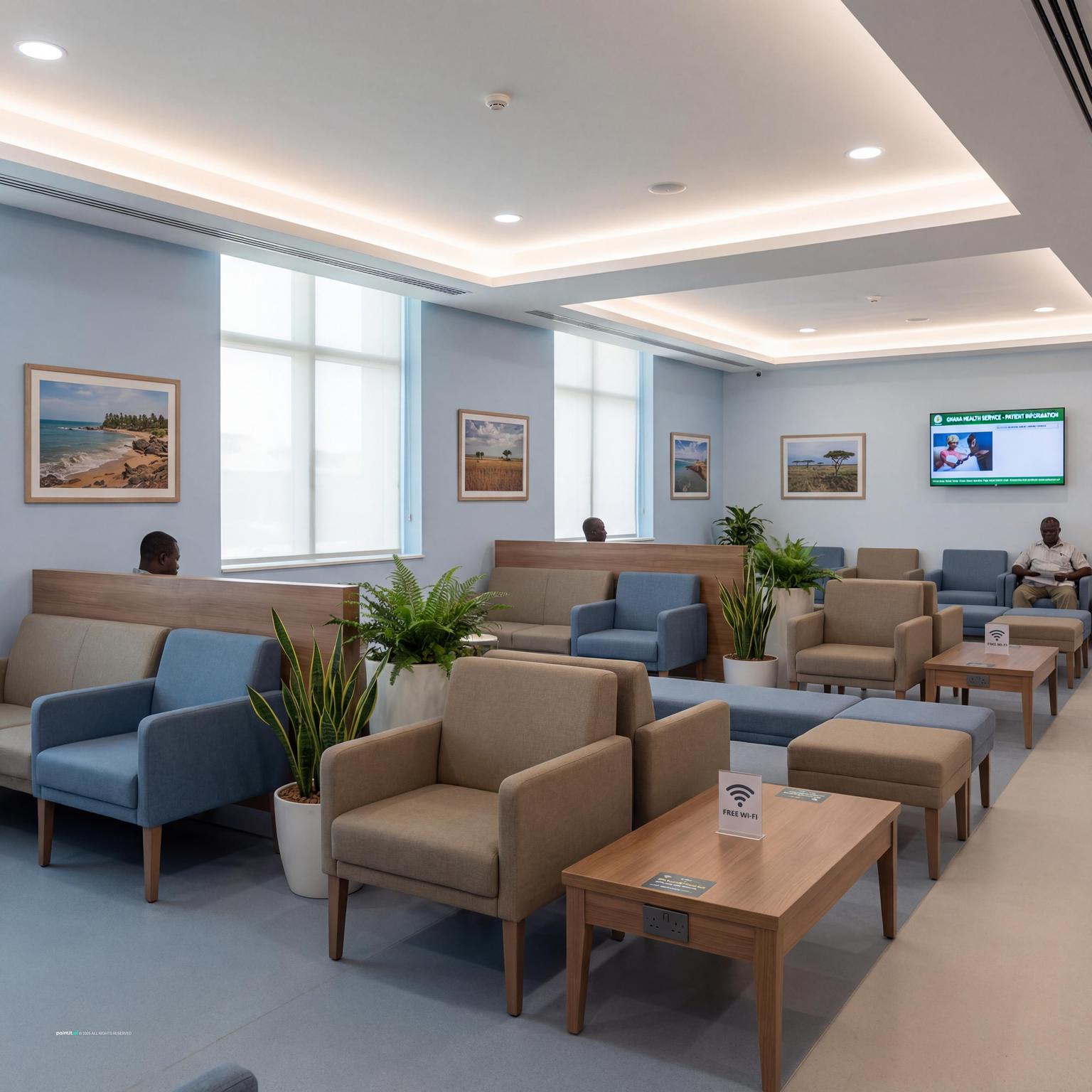 Pharmacy Interior with open shelving and flexible furniture layout