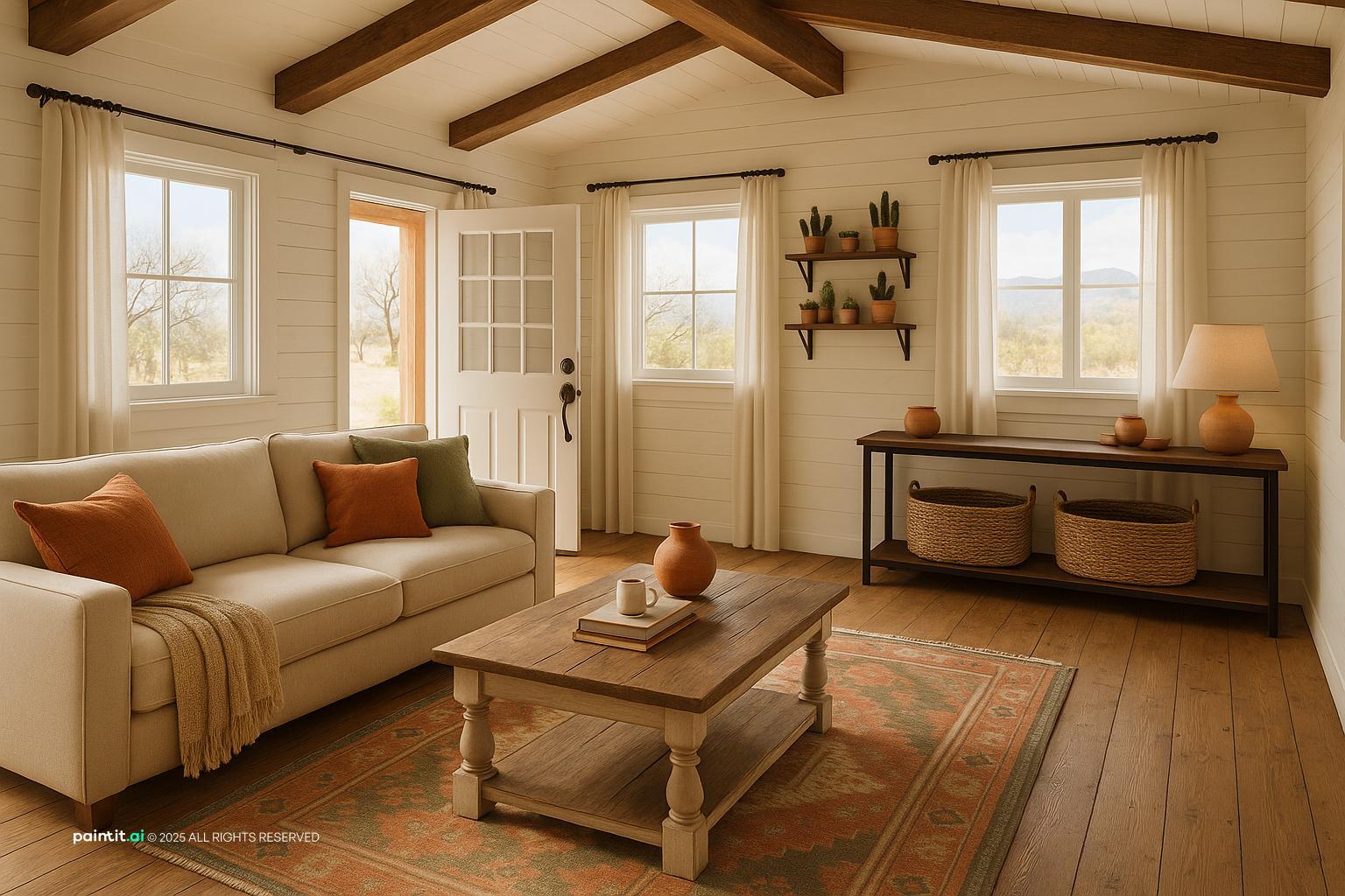 Farmhouse Sage Green Living Room - Design Ideas | Paintit.ai - 17