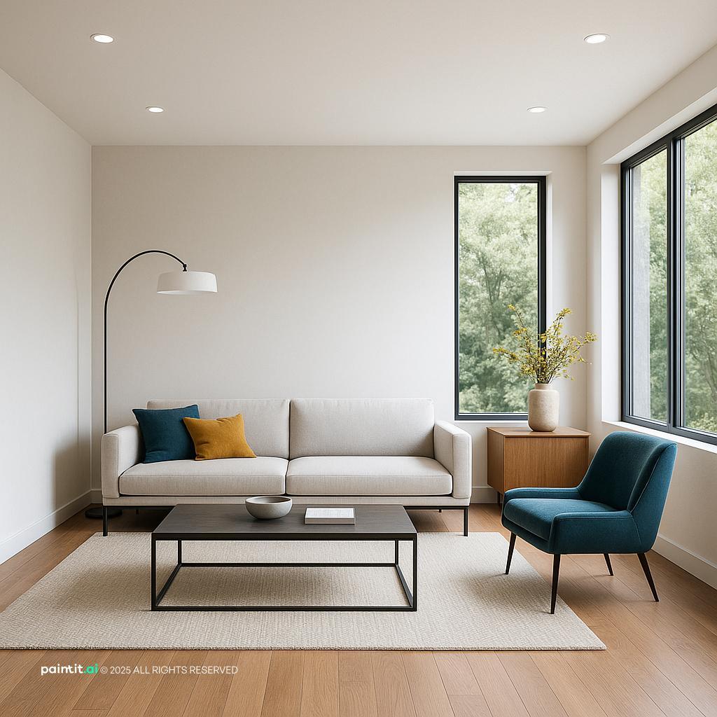 Modern living room design with clean lines and a cohesive aesthetic, ideal for creating a sense of spaciousness in long living room ideas.