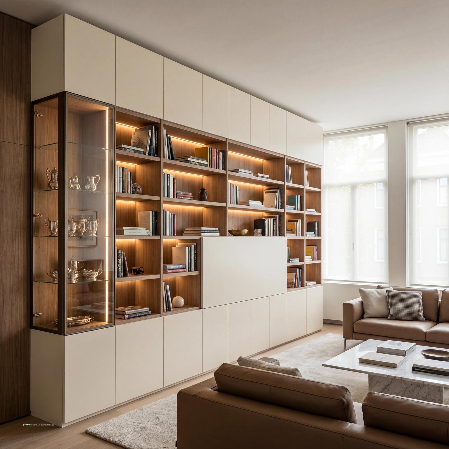 Modern minimalist living room design, fostering clarity and peace with uncluttered aesthetics, essential for balanced feng shui.