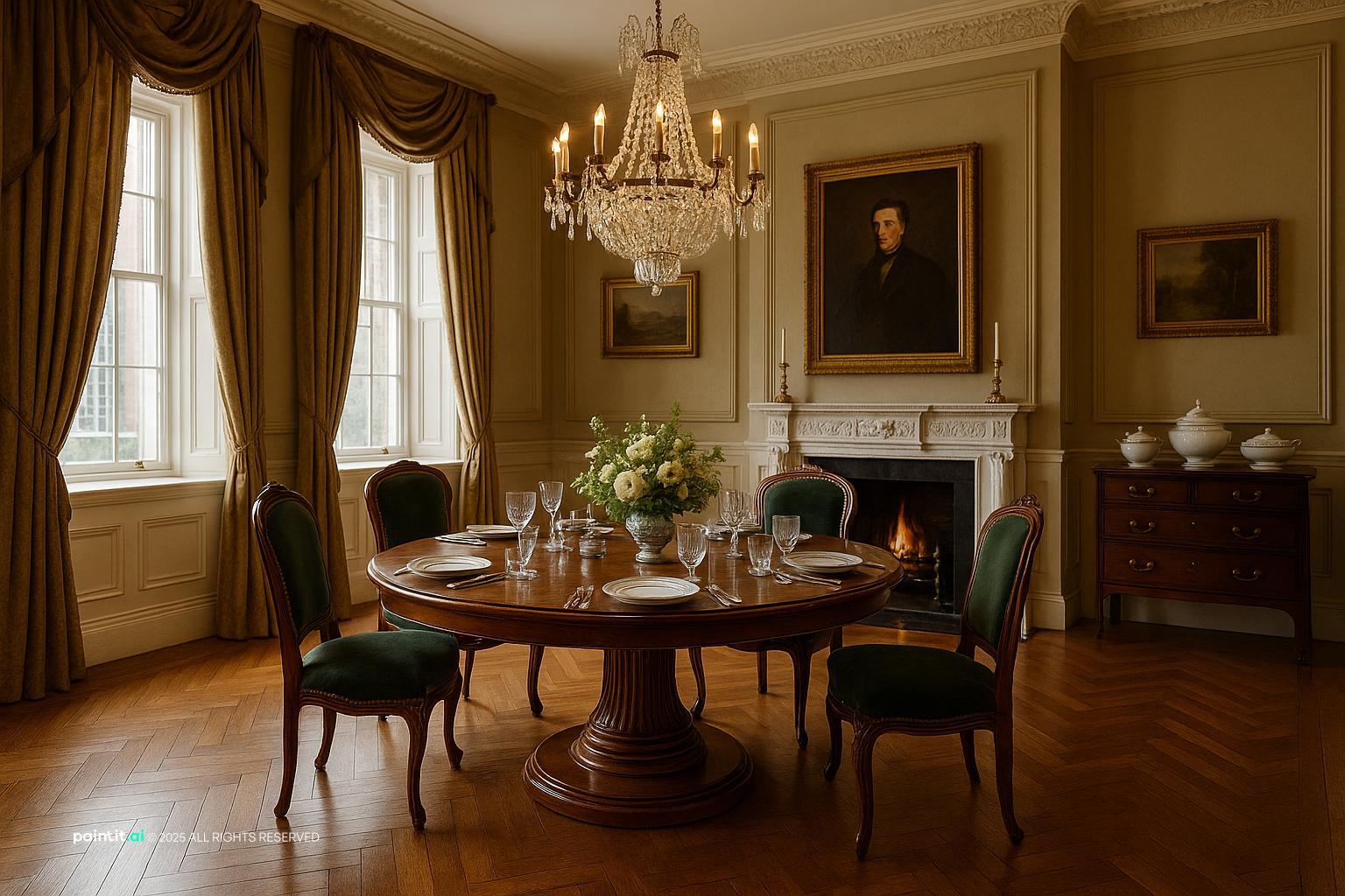 British dining room design for English style interior design