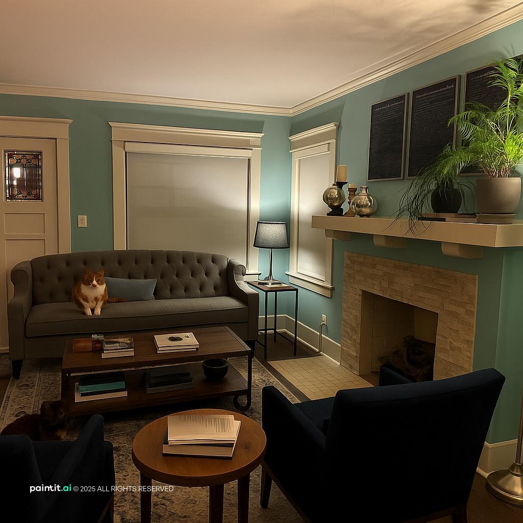Blue and Green Living Room: Design Ideas | Paintit.ai - 30