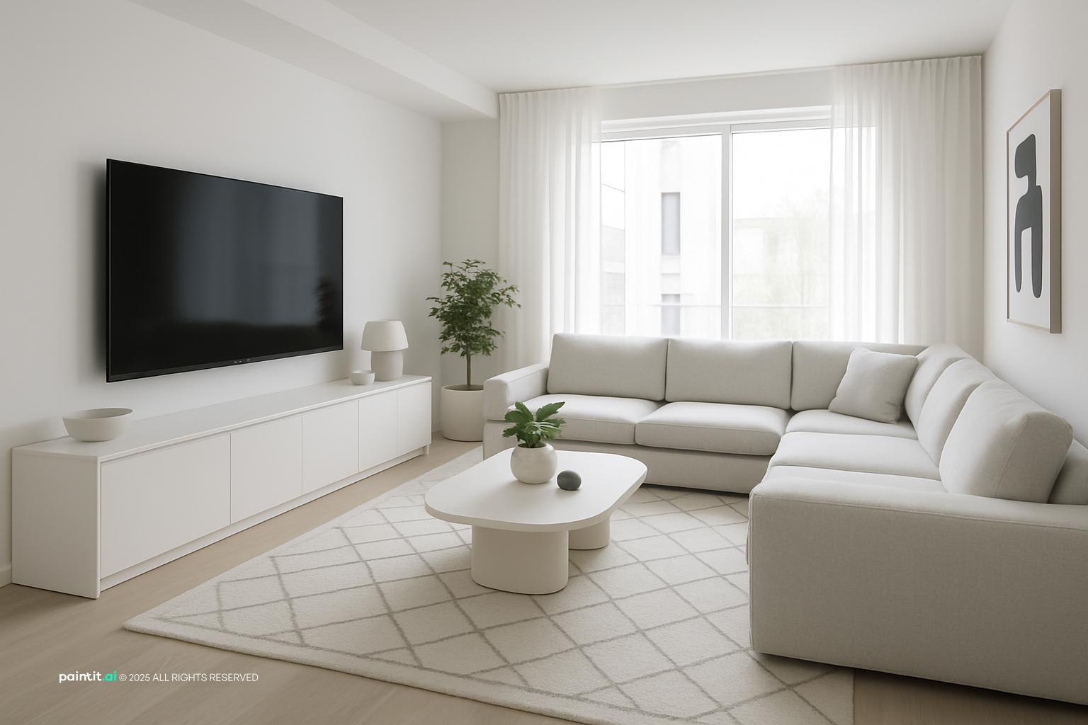 Living Room Accent Wall Ideas with Accent Wall Contrast and Plants and Greenery showing accent wall contrast, plants and greenery, natural light for Liv...