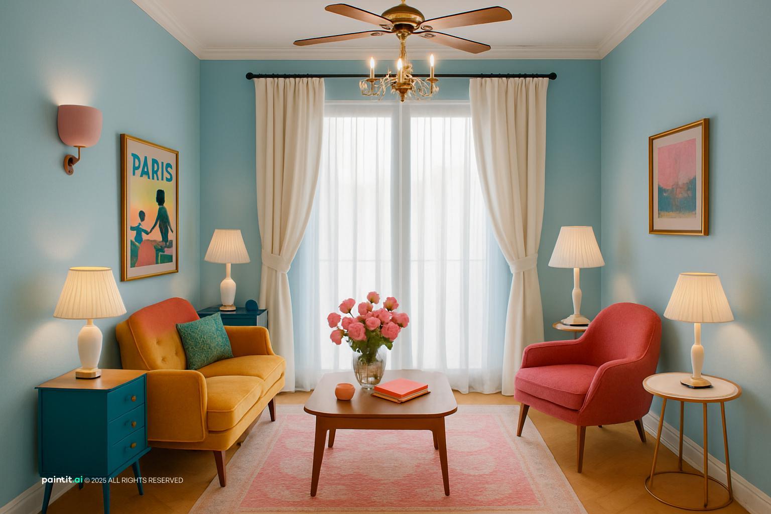 Retro Vintage Mid Century Living Room - Design Ideas | Paintit.ai - 27