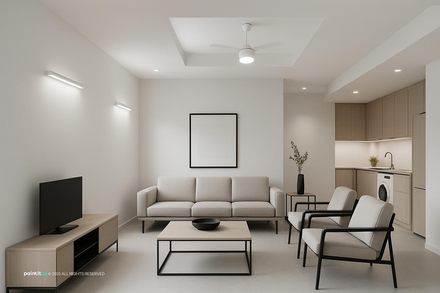 White Living Room With Black Trim - Elegant Interiors | Paintit.ai - 36