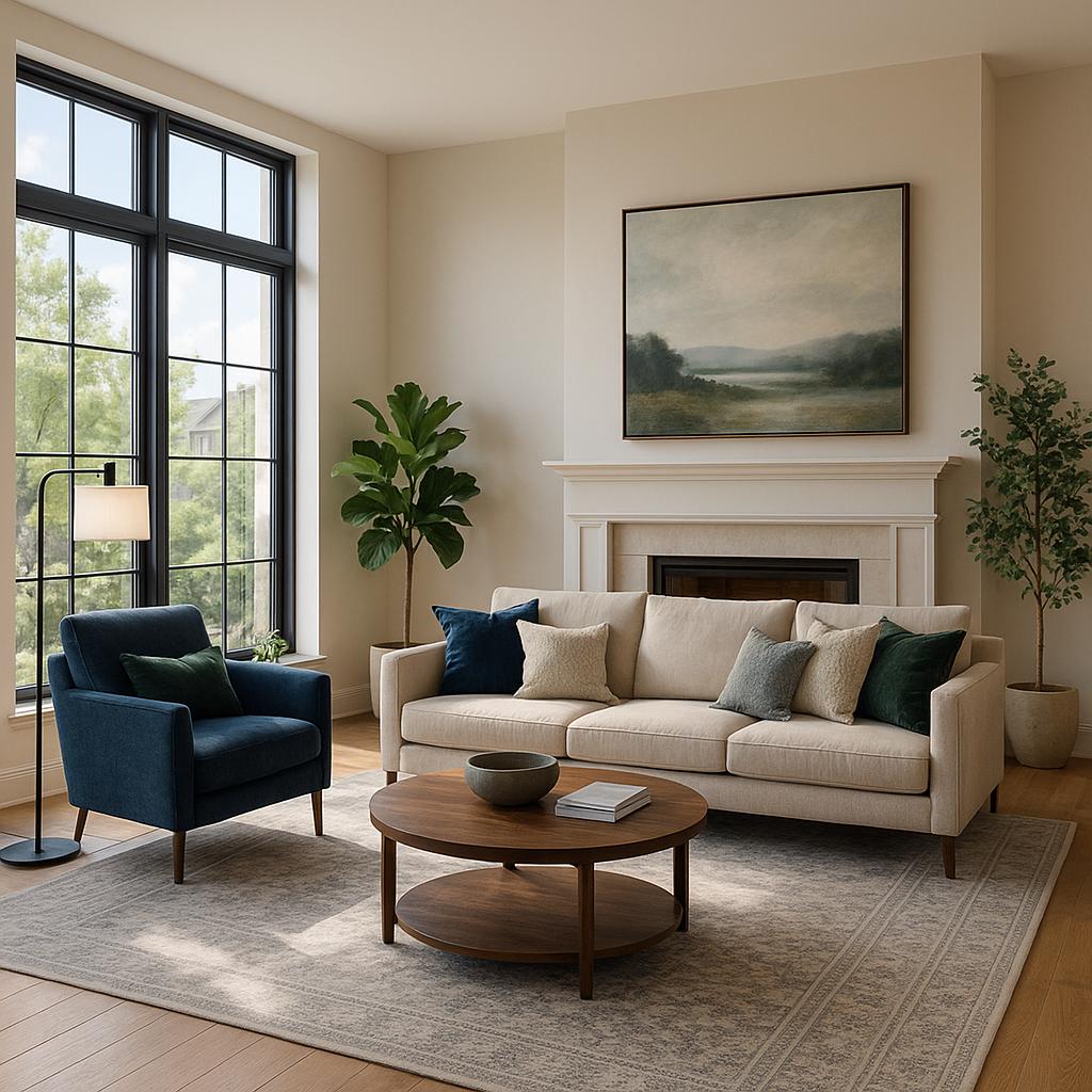 Modern Living Room Design Inspiration with daylight and rug and a calm living room atmosphere.