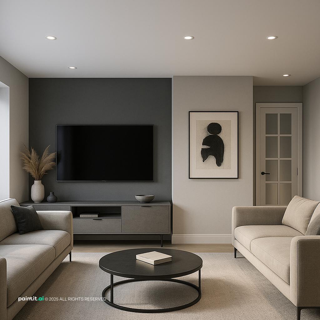 Worldly Gray Living Room: Sophisticated Interior Design | Paintit.ai - 17