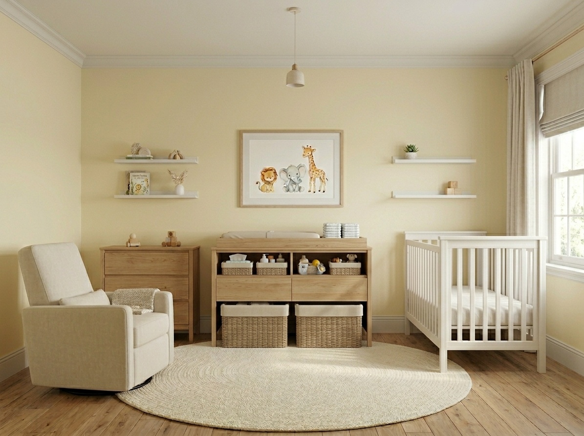 Crib and changing dresser placed side by side for an efficient nursery setup