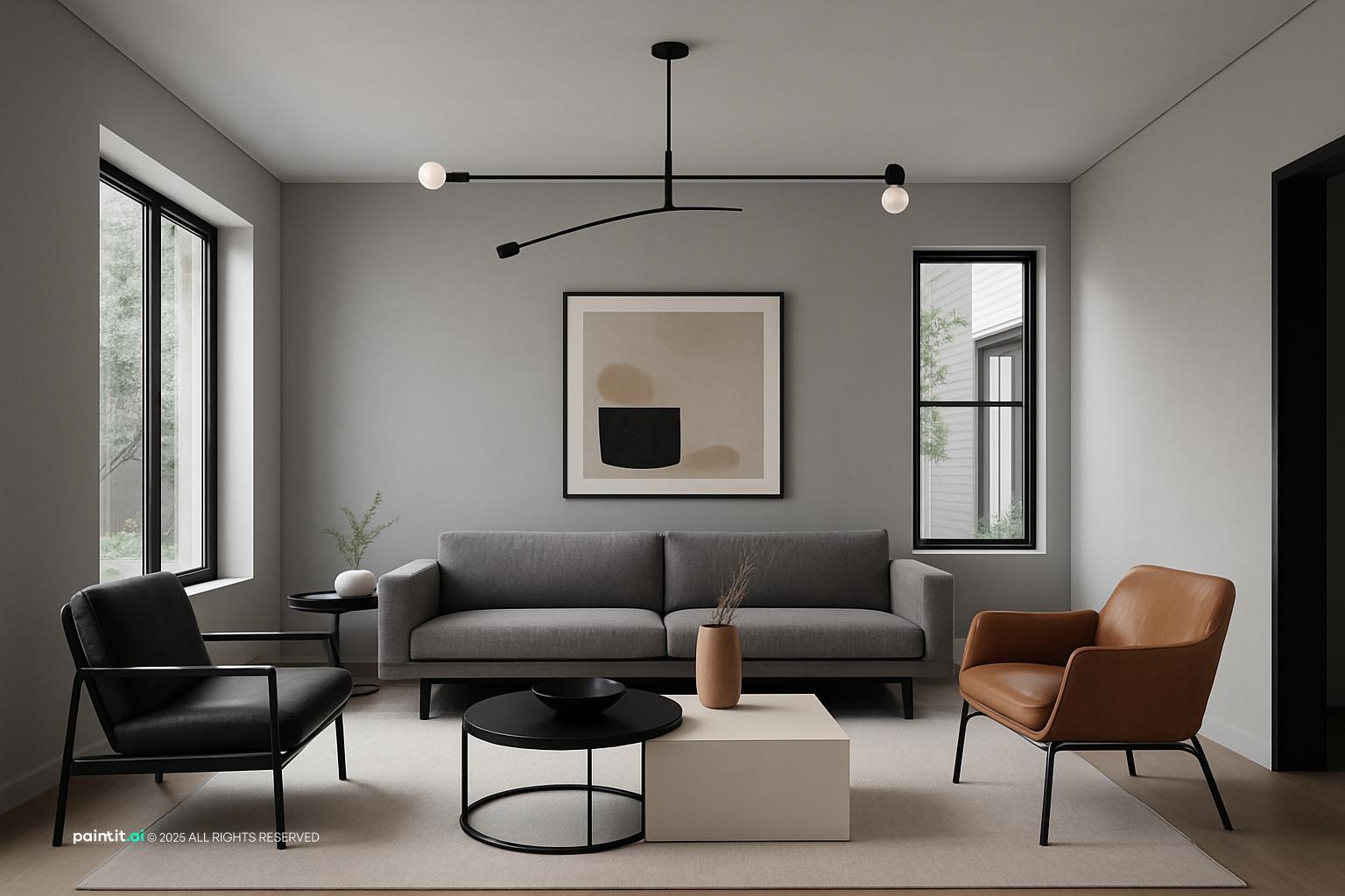 White Living Room With Black Trim - Elegant Interiors | Paintit.ai - 12