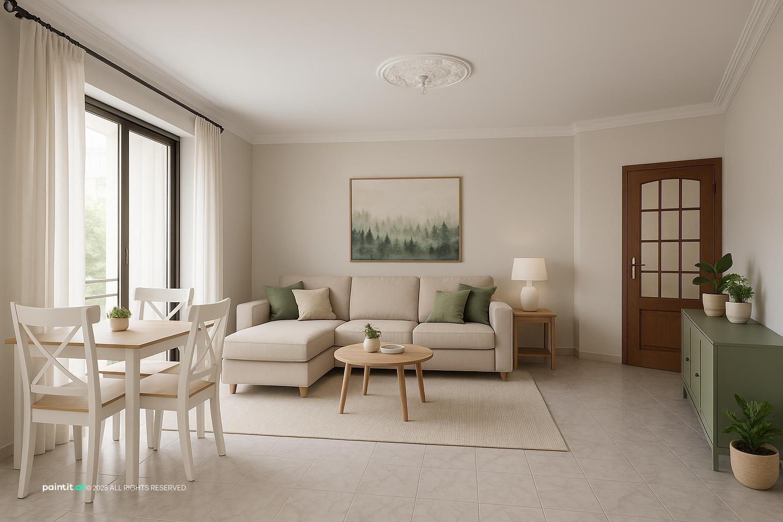 Sage Green and Cream Living Room - Sophisticated Design Ideas | Paintit.ai - 23