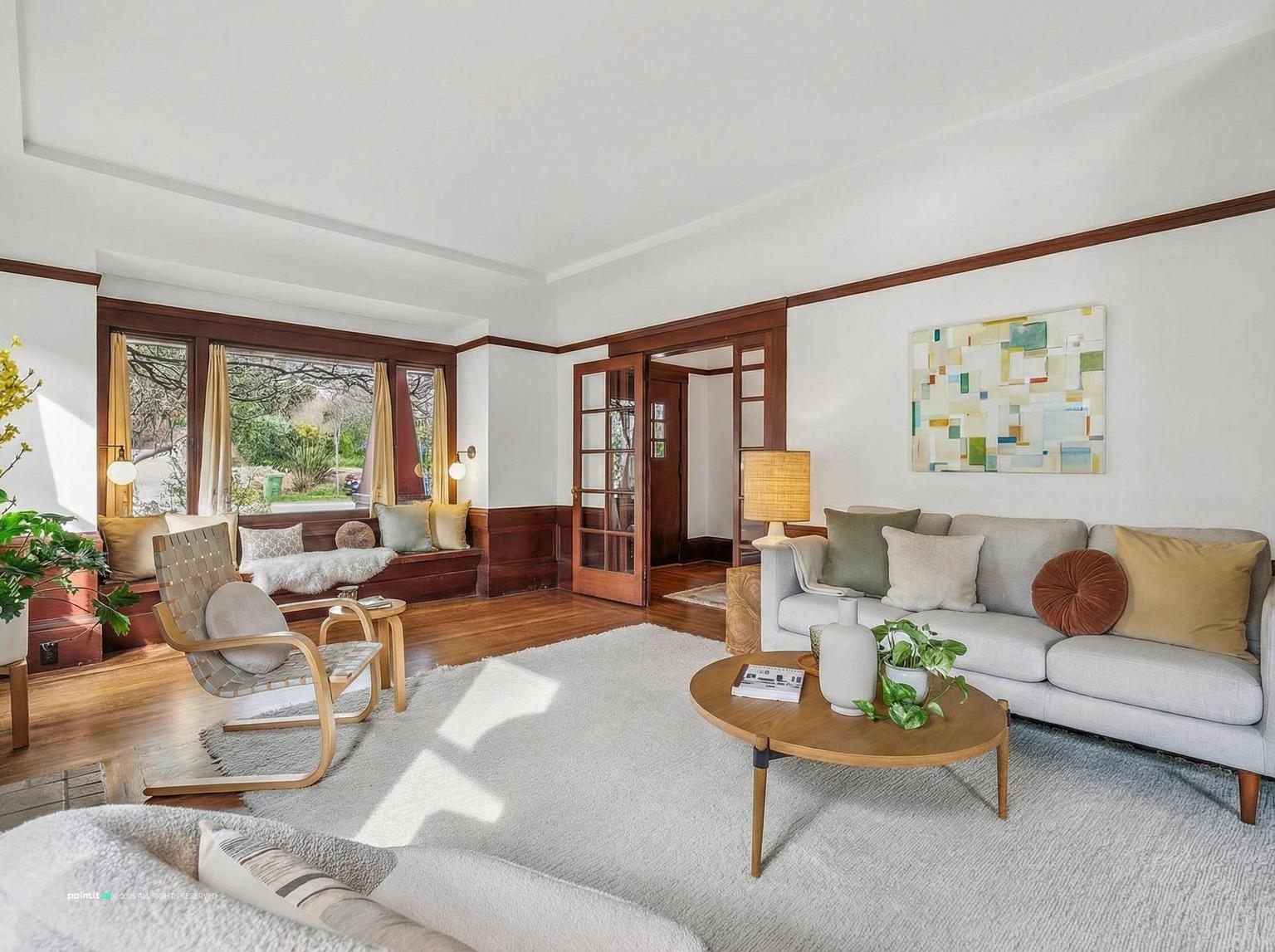 White Wainscoting Living Room - Design Inspiration | Paintit.ai - 9