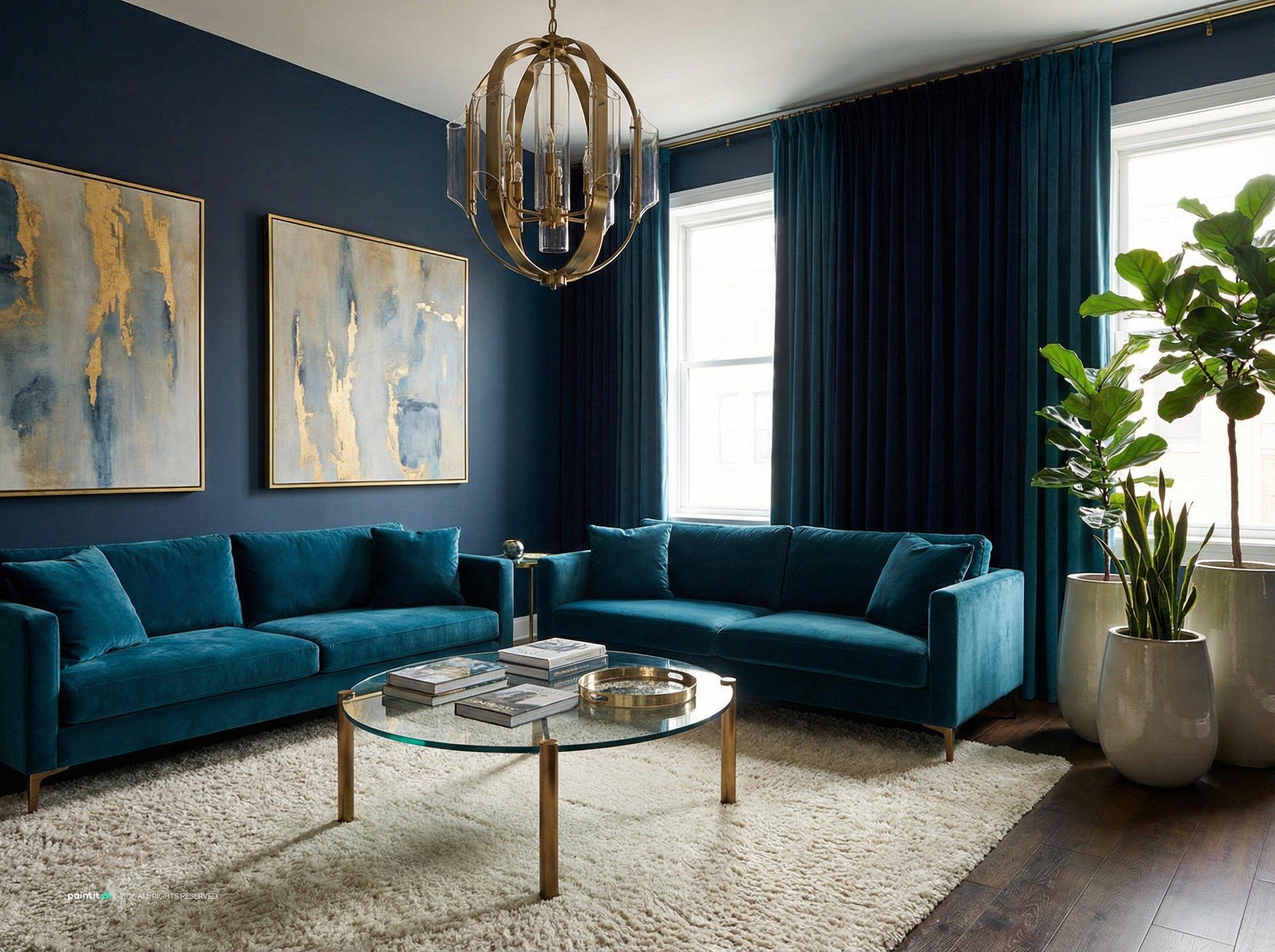 Blue and Green Living Room: Design Ideas | Paintit.ai - 17