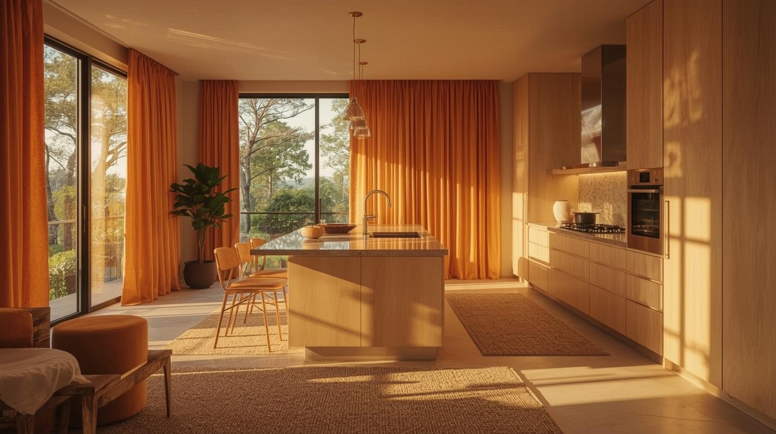Orange Curtains and Rugs