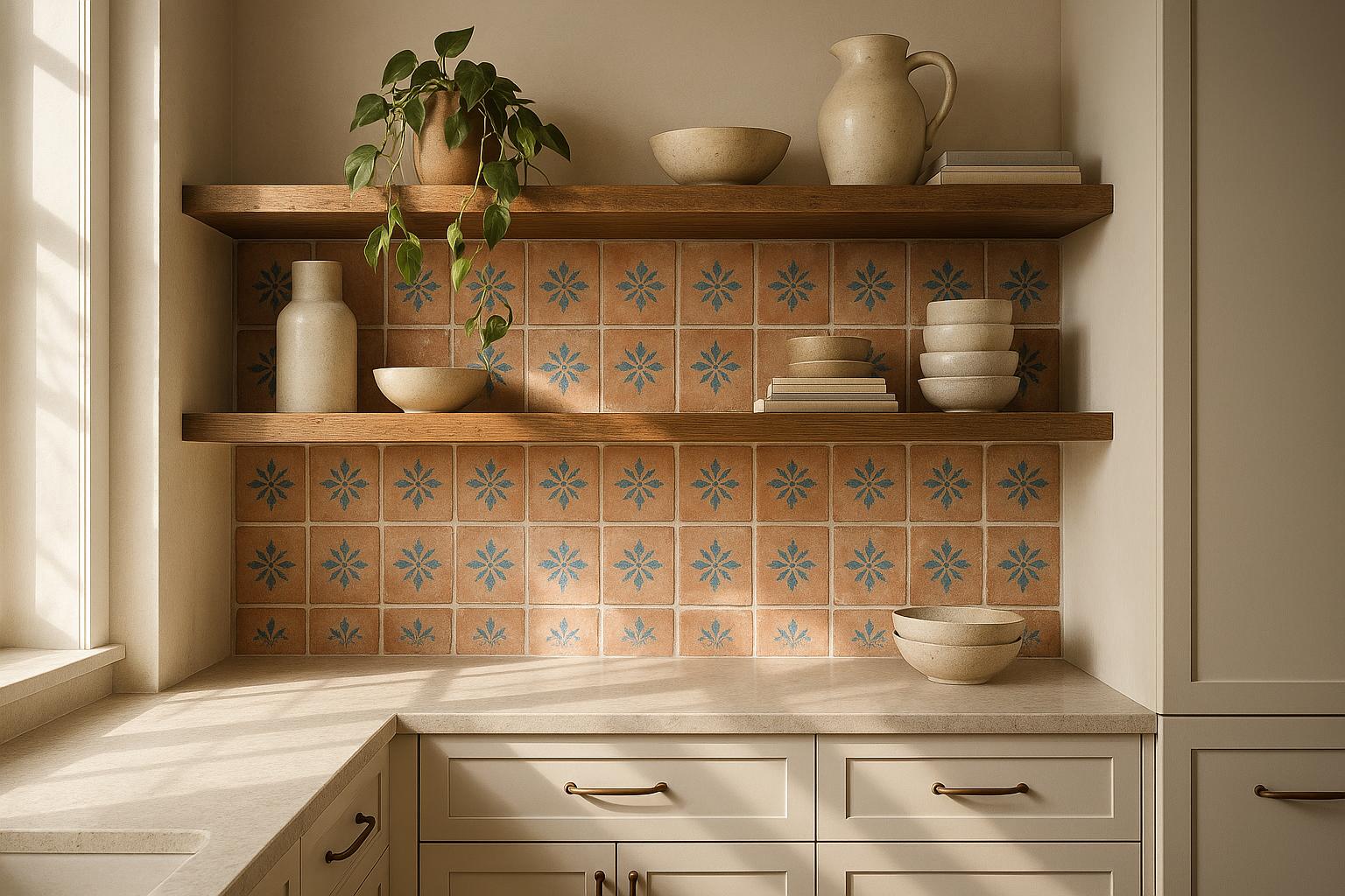 Andalusian-inspired handmade terracotta tile and ceramic display