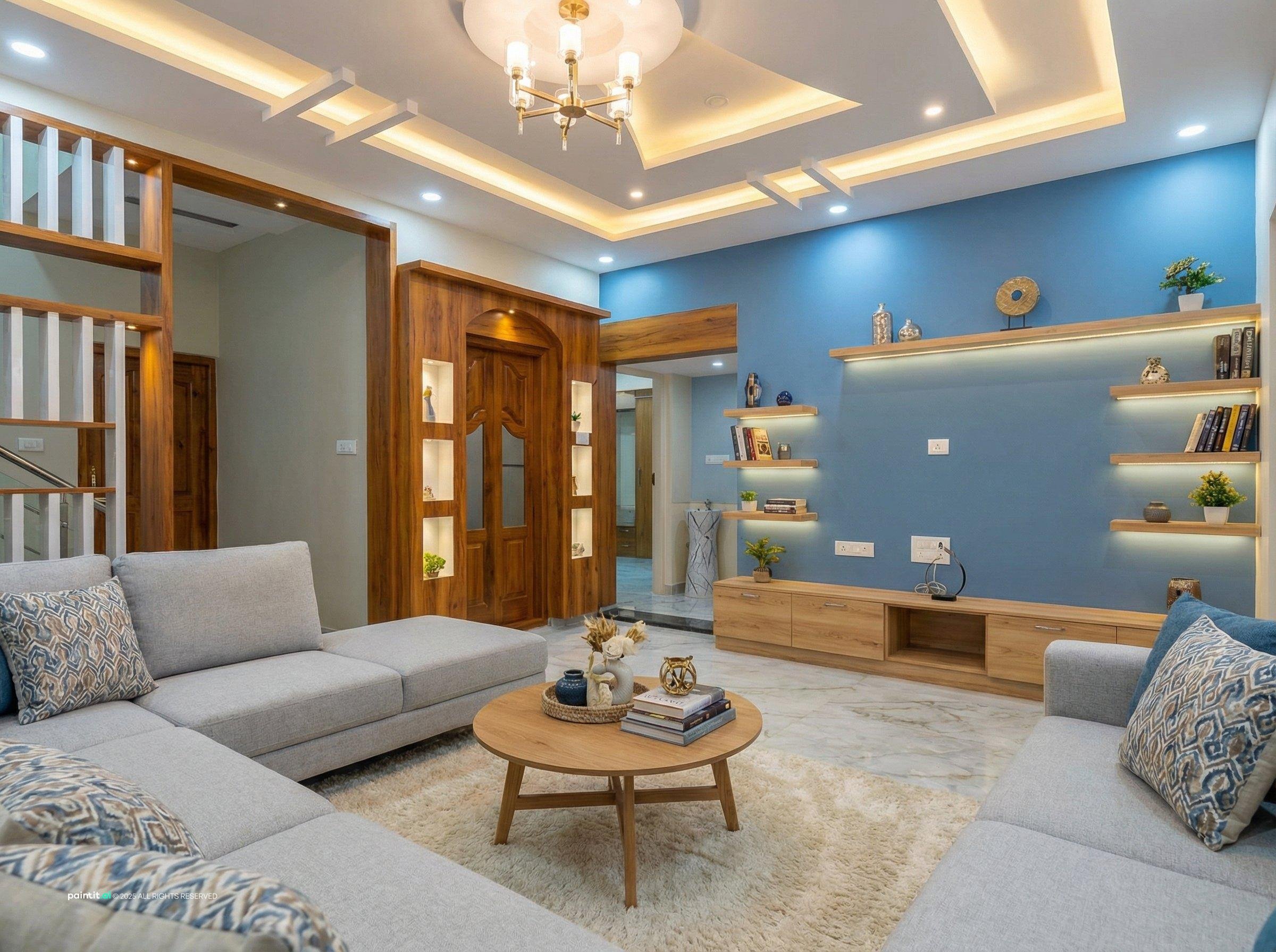 Blue and Green Living Room: Design Ideas | Paintit.ai - 27