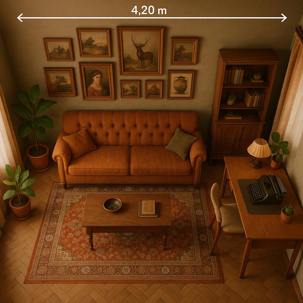 Small Vintage Living Room Design with balanced materials and a calm living room atmosphere.