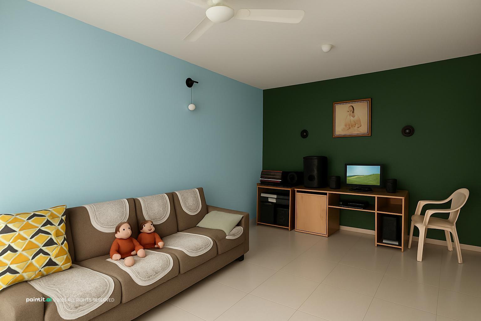 Blue and Green Living Room: Design Ideas | Paintit.ai - 1