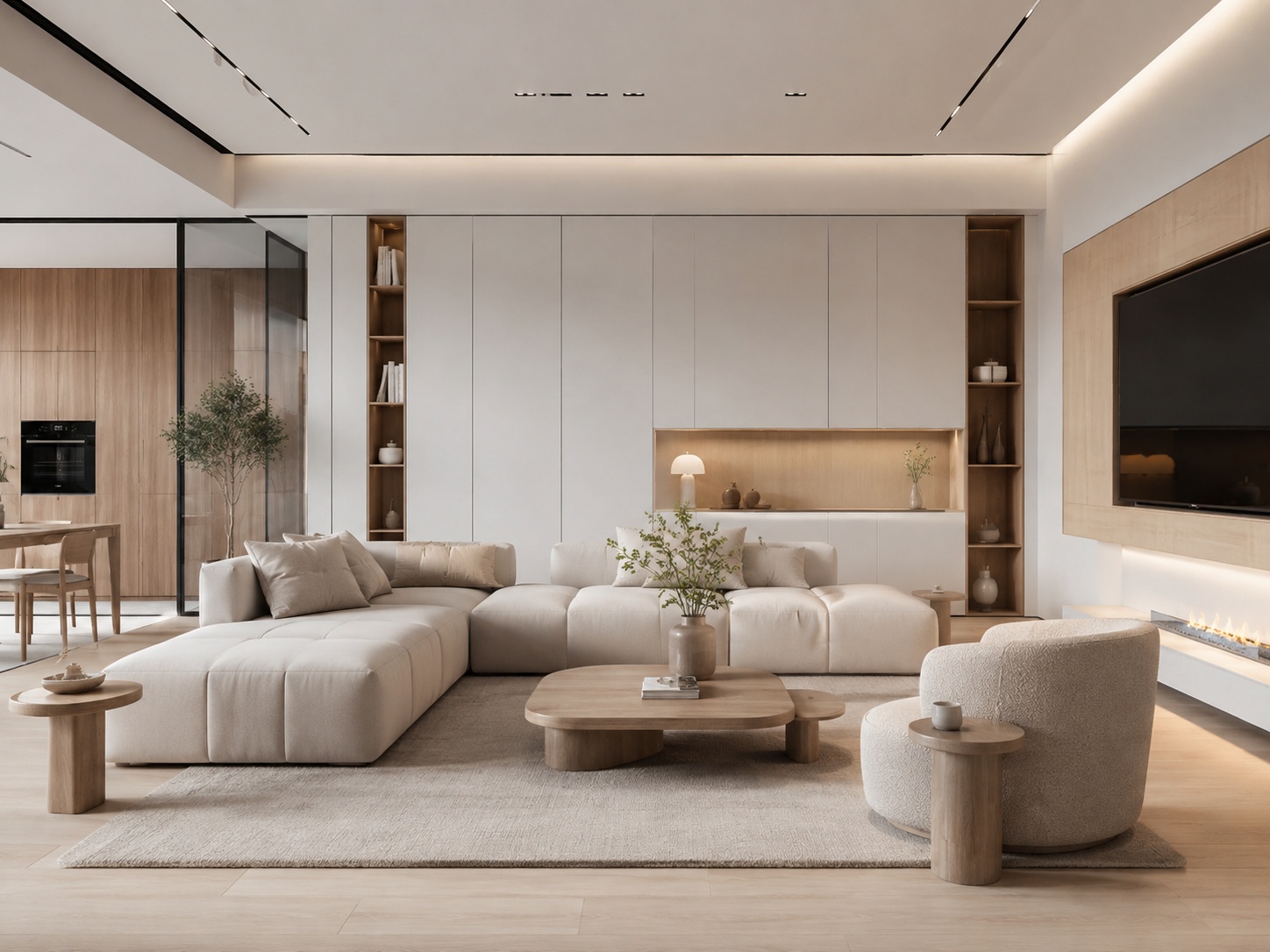 Advanced realism techniques shown in a clean tutorial visual for AI interior generation
