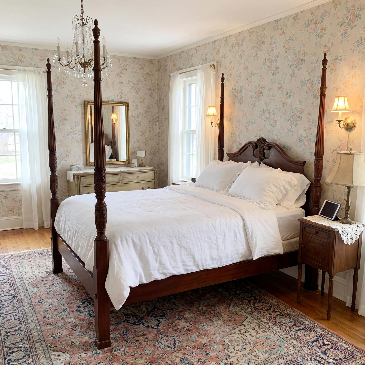 Victorian-Inspired Bedroom with Classic Texture