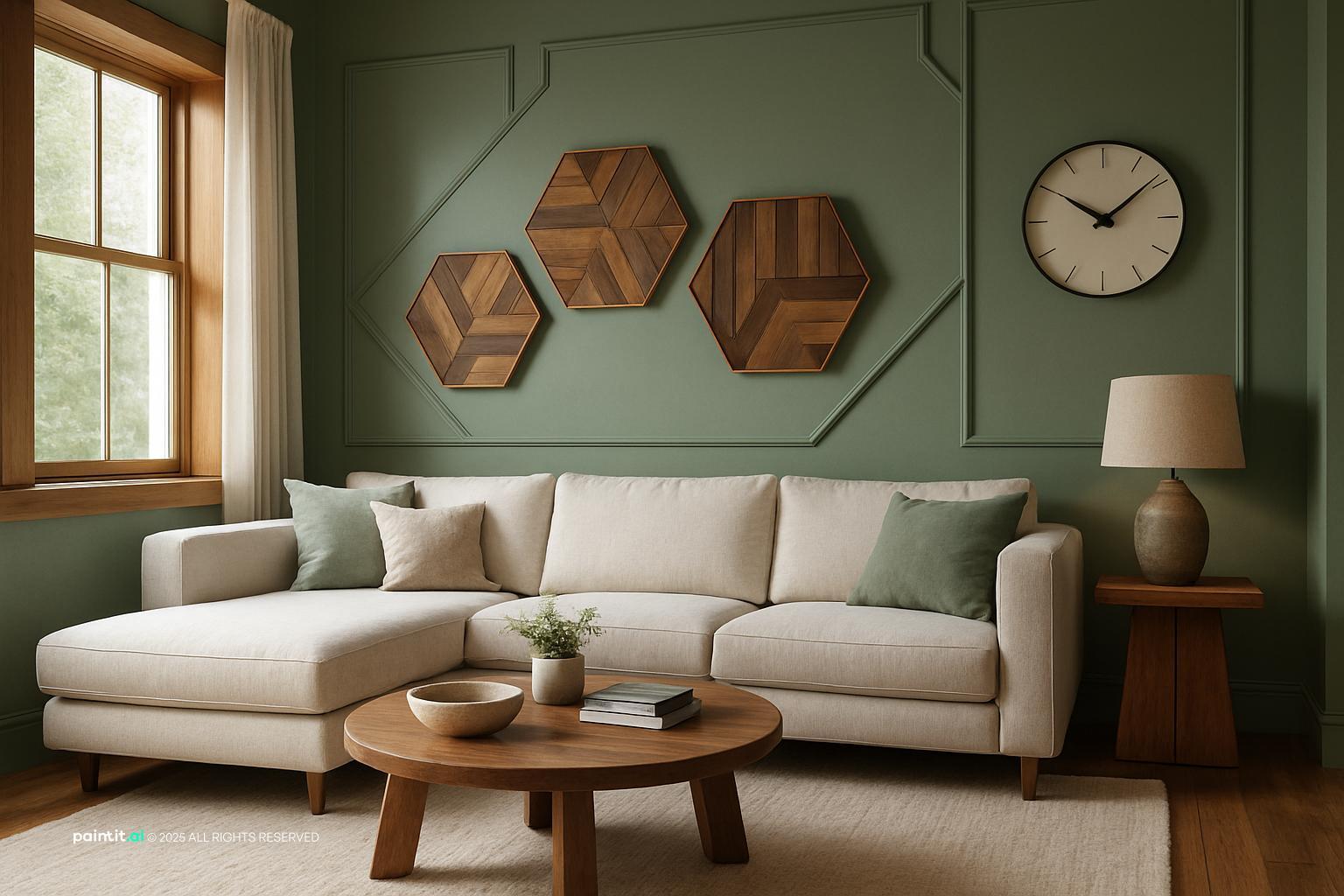 Sage Green and Cream Living Room - Sophisticated Design Ideas | Paintit.ai - 9