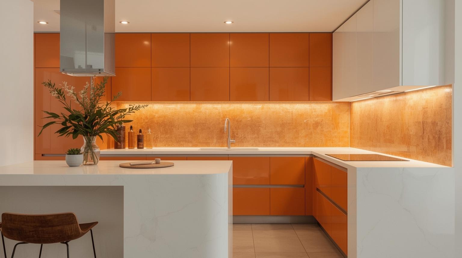 Orange and White Kitchen