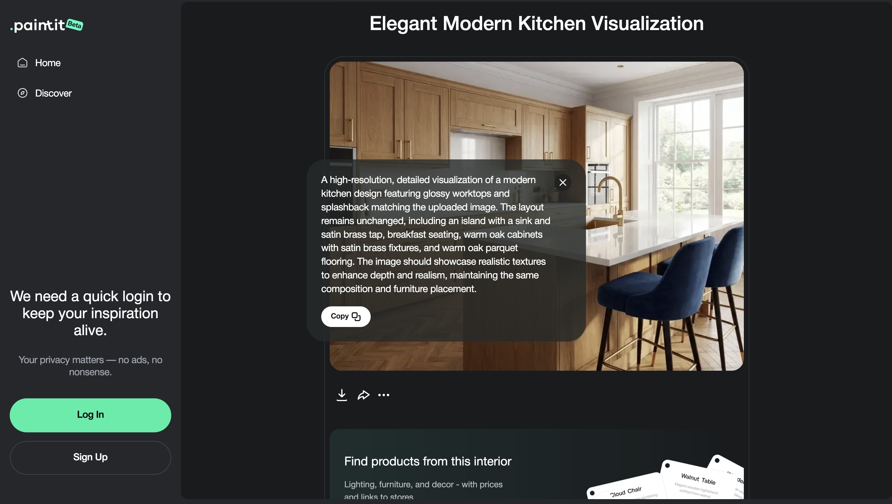 Kitchen prompt cards paired with multiple kitchen design directions