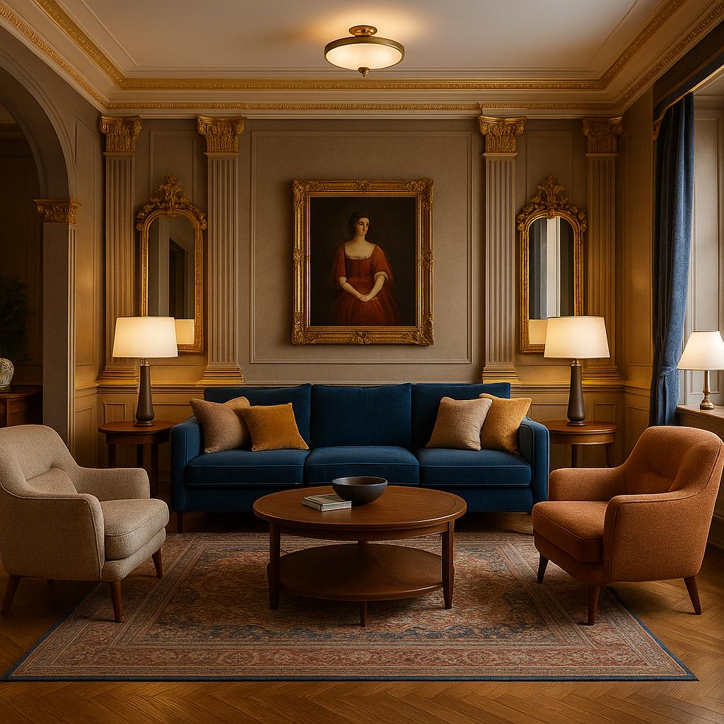 Empire-Style Living Room with Modern Touches for Royal Style Interior Design
