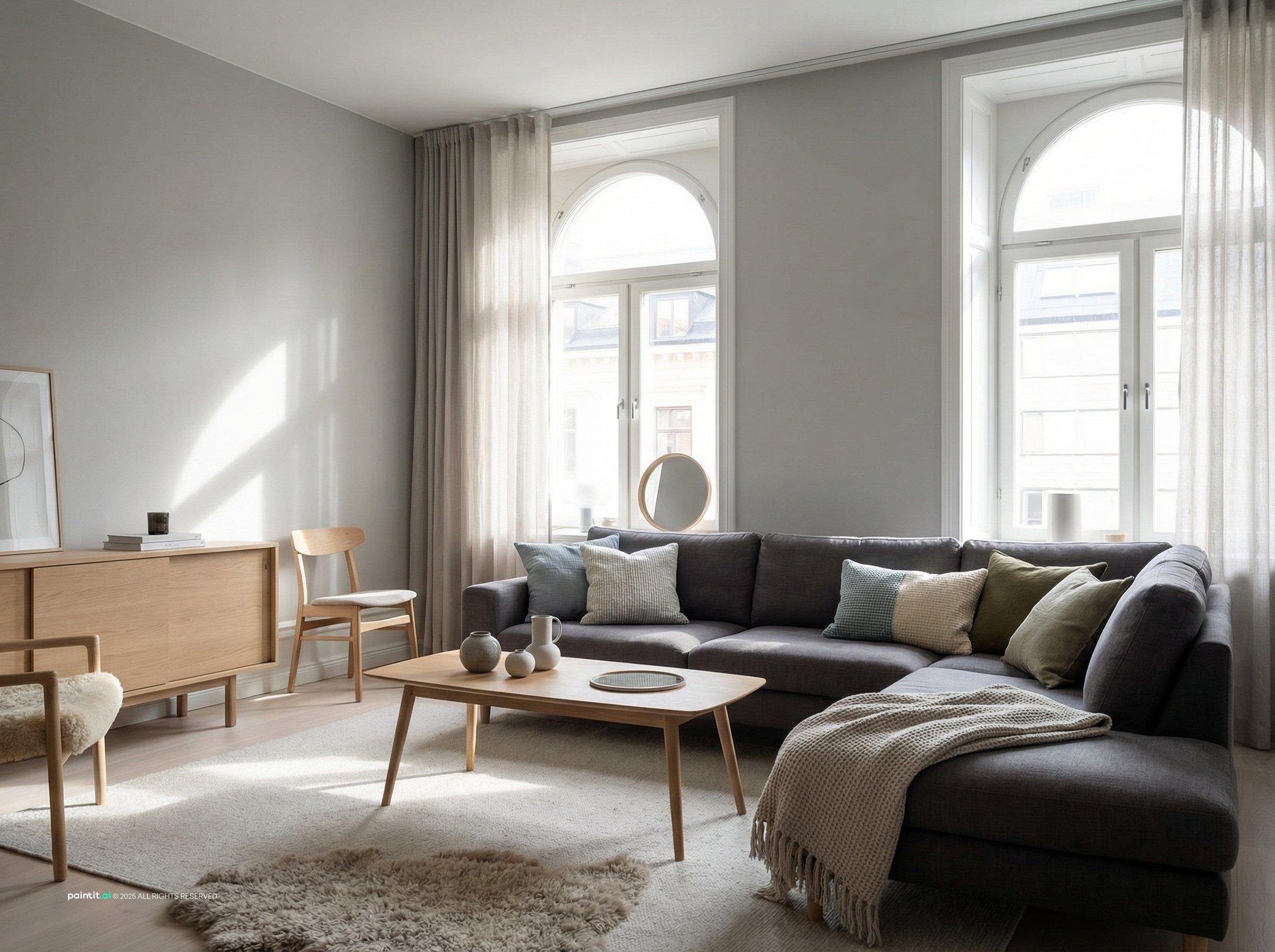 White Gray Brown Living Room - Design Ideas | Paintit.ai - 20