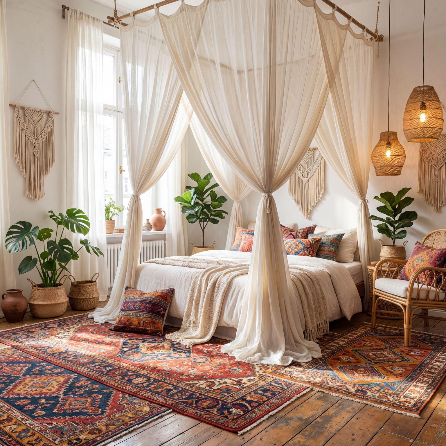 Vibrant Boho-Chic Bedroom for Bohemian Style Interior Design Characteristics