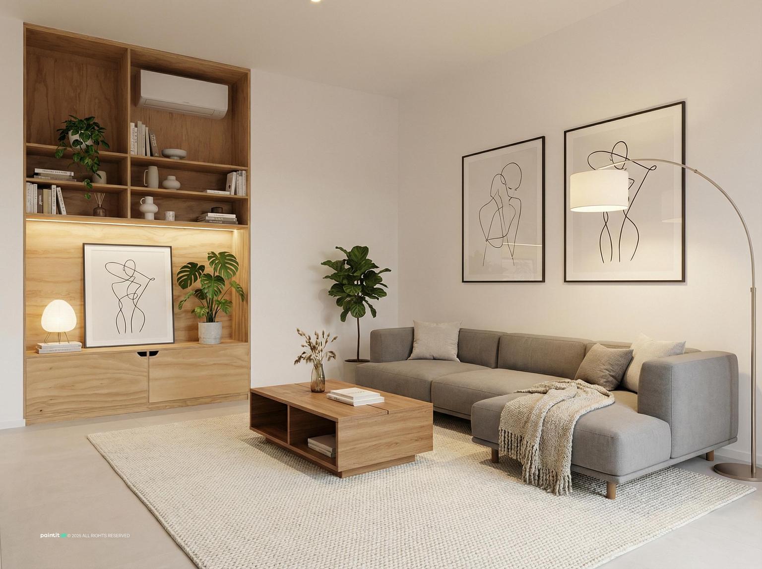 White Living Room with Green Accents - Design Inspiration | Paintit.ai - 21