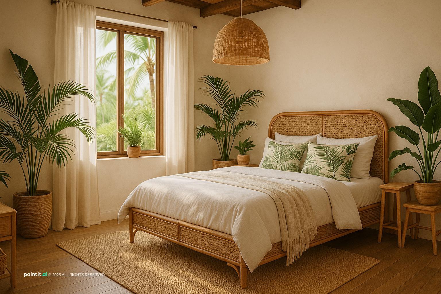 Island Interior with Tranquil Tropical Bedroom for Island Style Interior Design