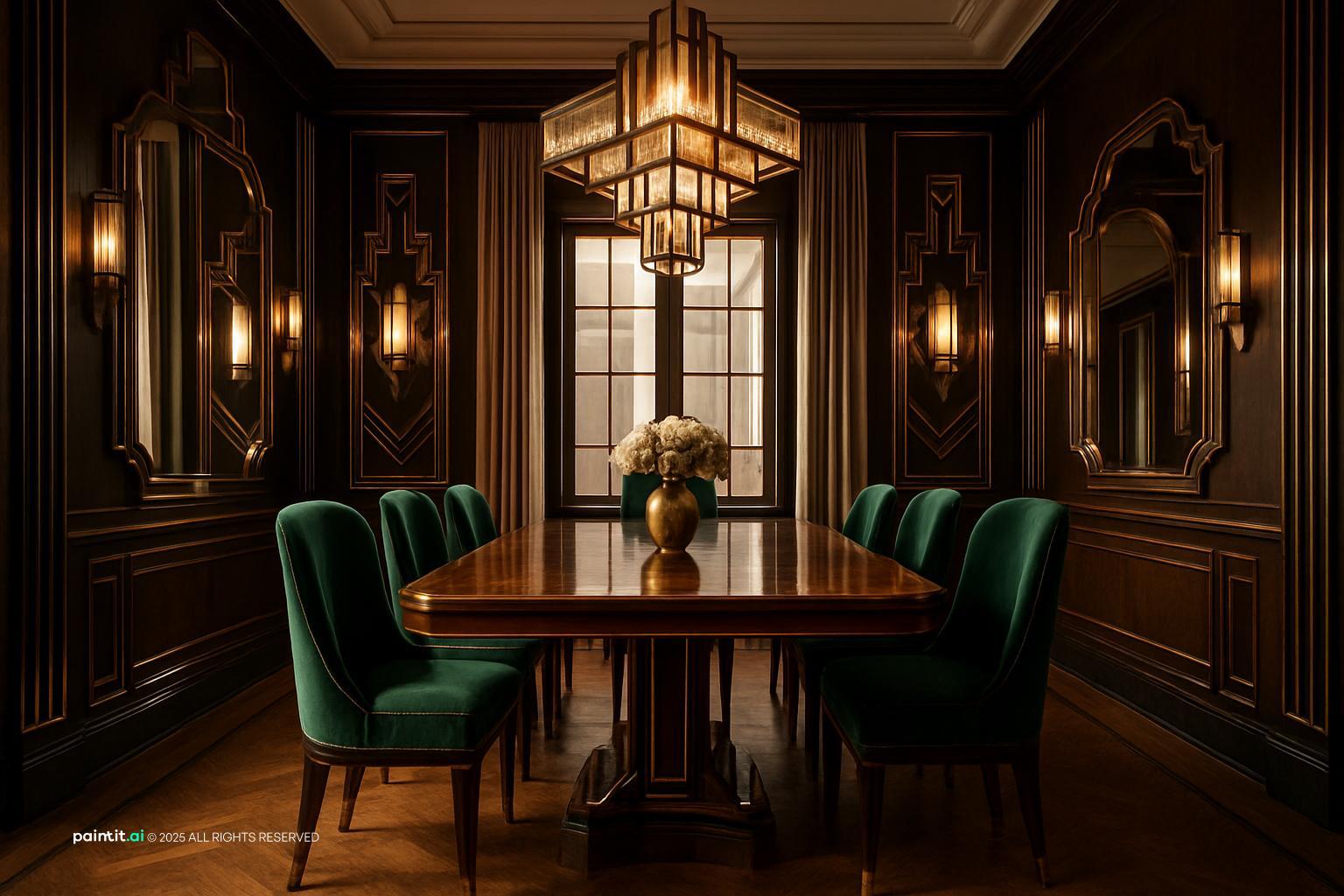 Stunning Art Deco Dining Room with Wood Accents for 1930s Interior Design Style