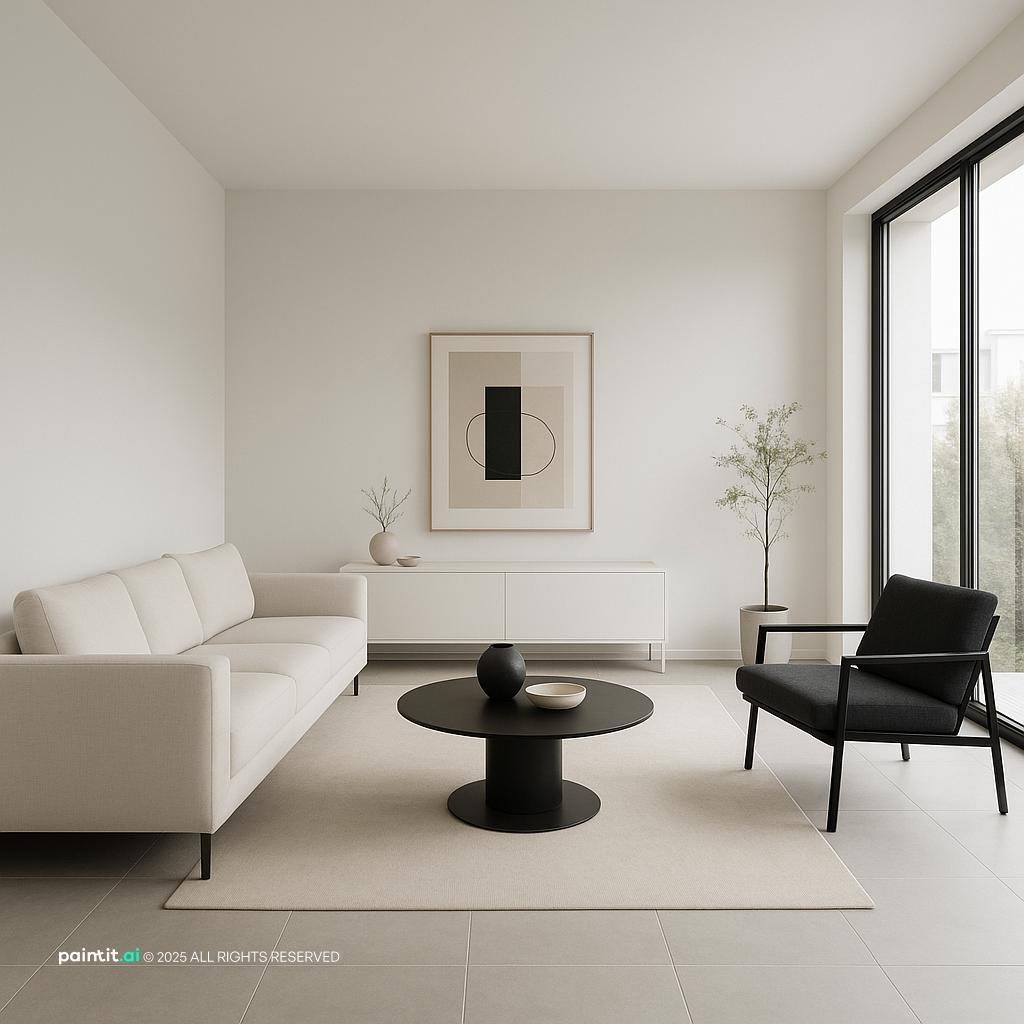 White Living Room With Black Trim - Elegant Interiors | Paintit.ai - 17