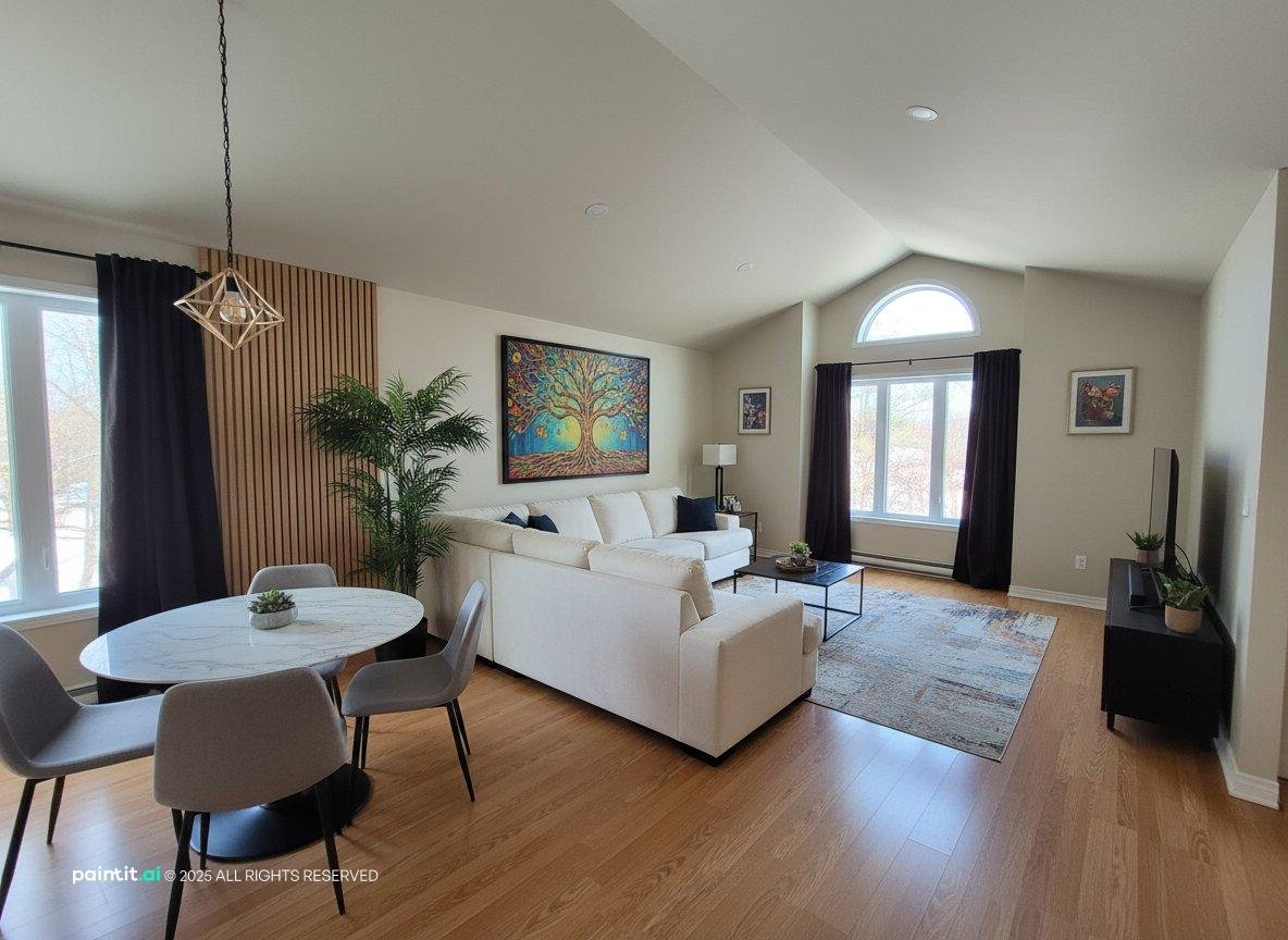 Zebra Shades Living Room - Modern Window Treatments | Paintit.ai - 7