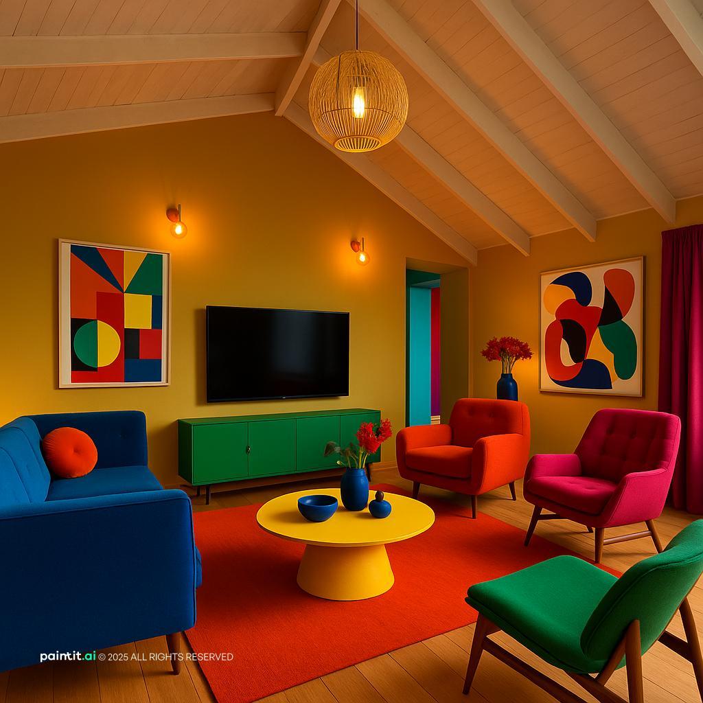 Mid Century Modern Living Room - Design Concepts | Paintit.ai - 13