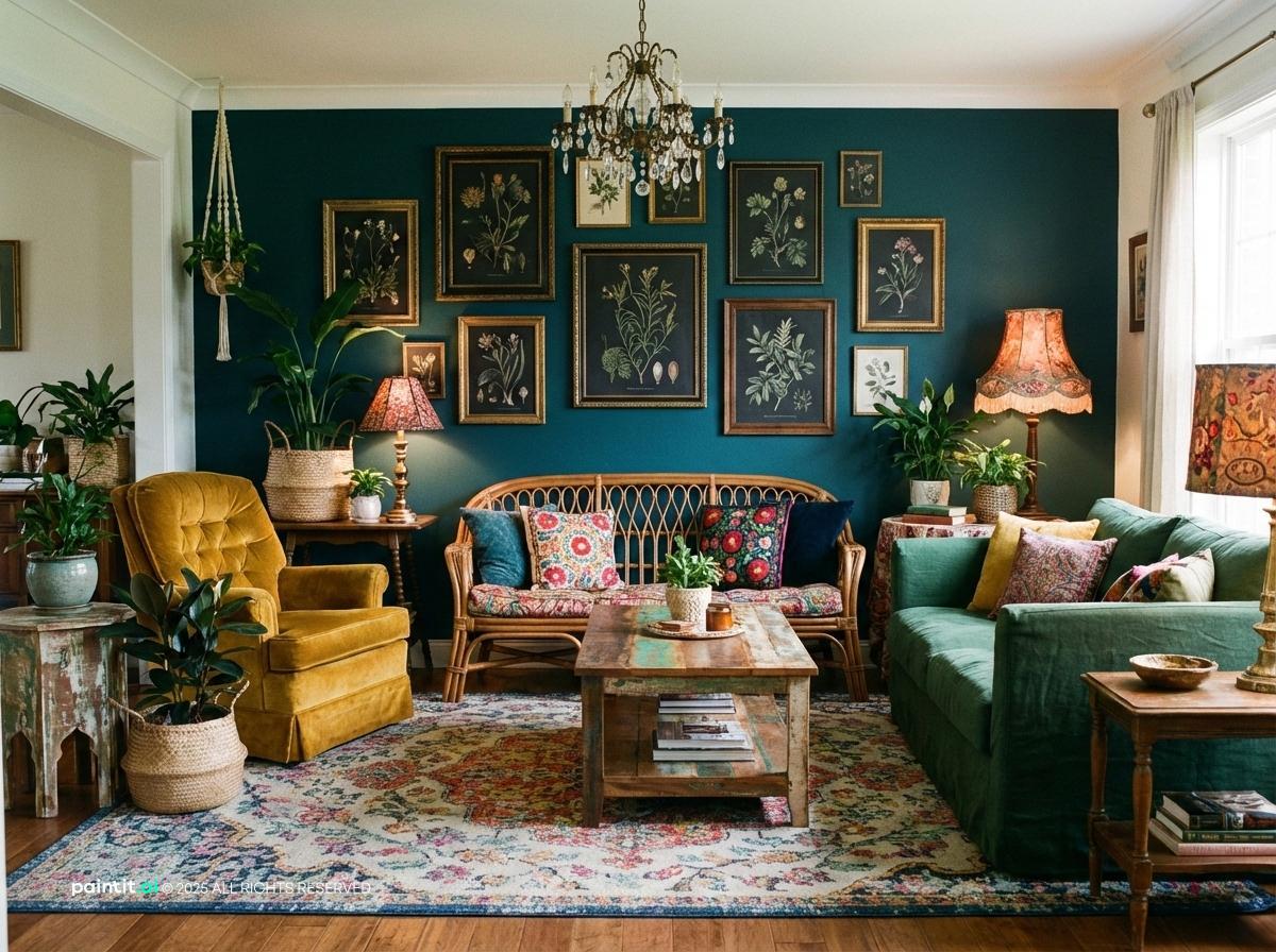 Vintage Victorian Dark Green Living Room: Elegant Decor Concepts | Paintit.ai - 17