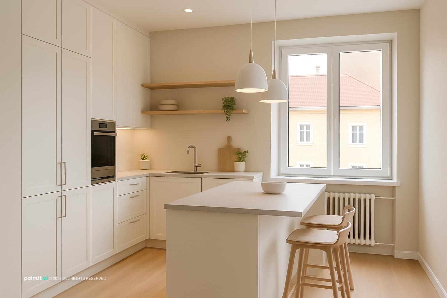 White Kitchen and Living Room: Elegant Interiors | Paintit.ai - 23