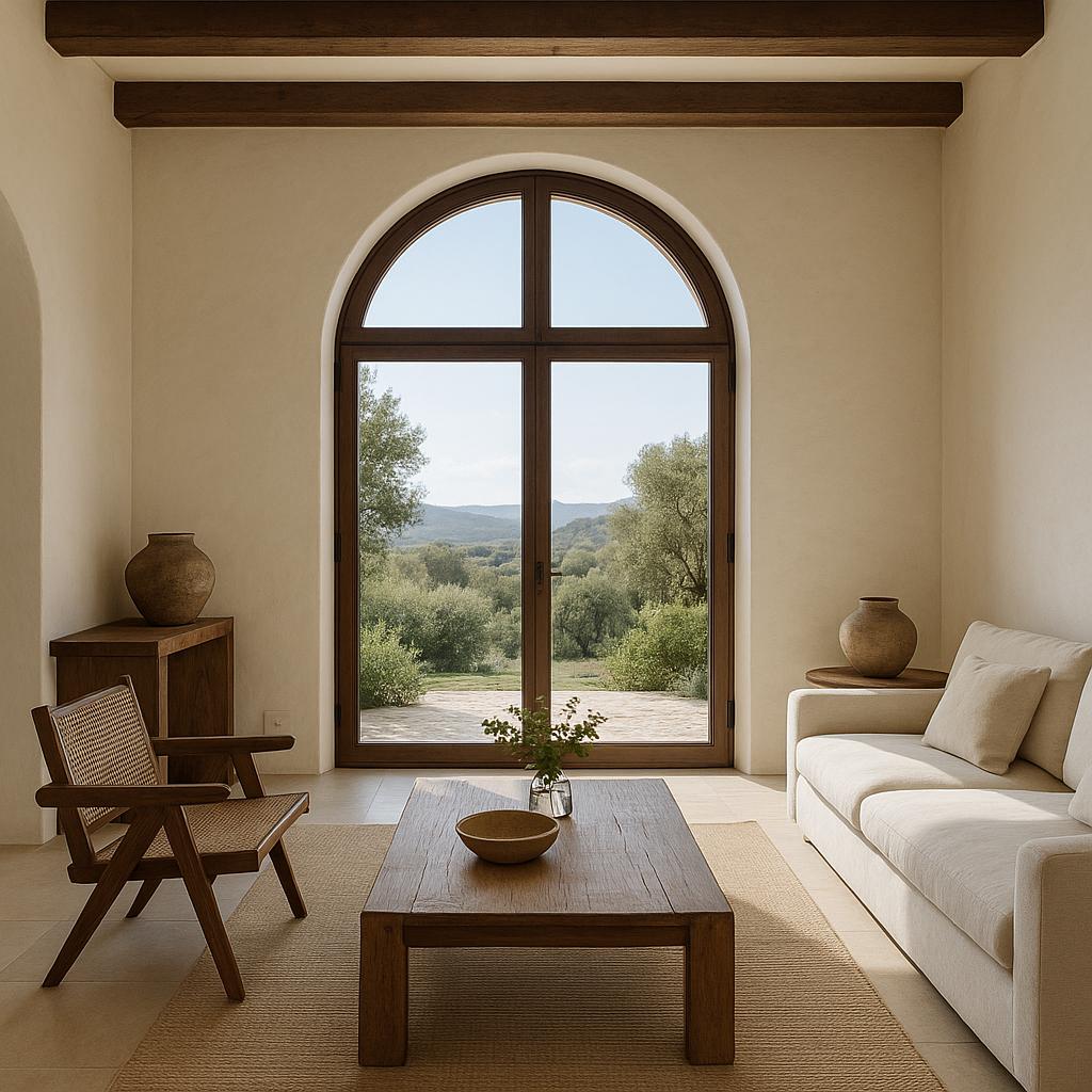 Elegant Villa Living Room Design with daylight and wood and a calm living room atmosphere.